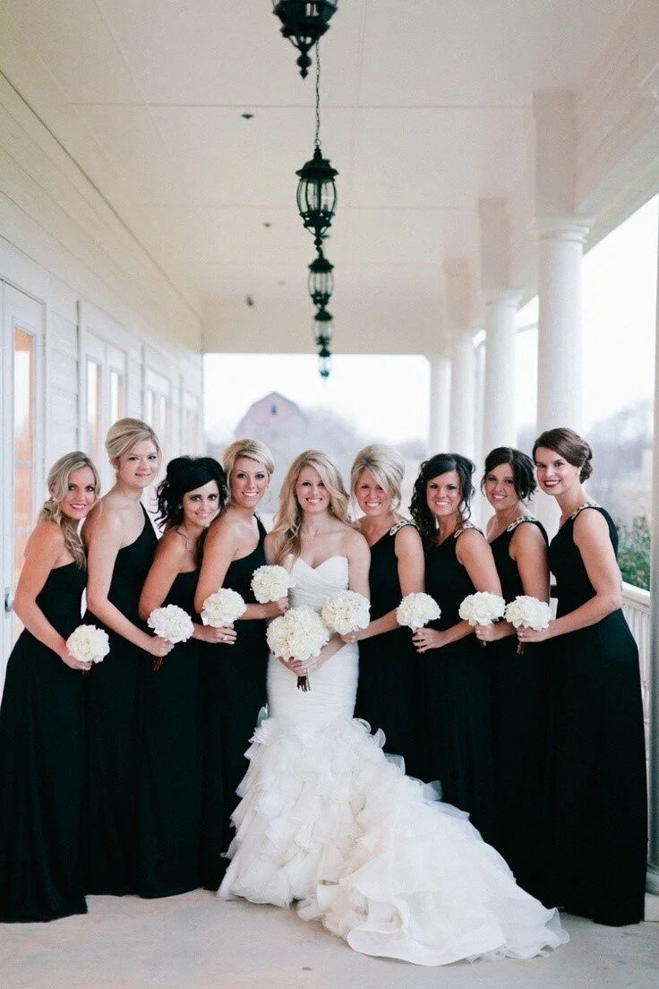Black Wedding Dress White Bridesmaids Black Dresses Black And