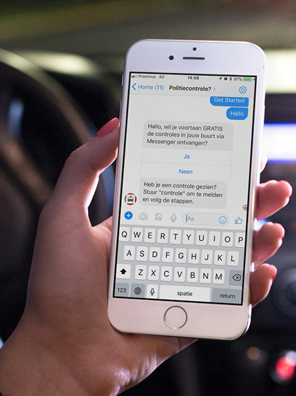 1. Zeg "Hallo" tegen Politiecontrole via Messenger