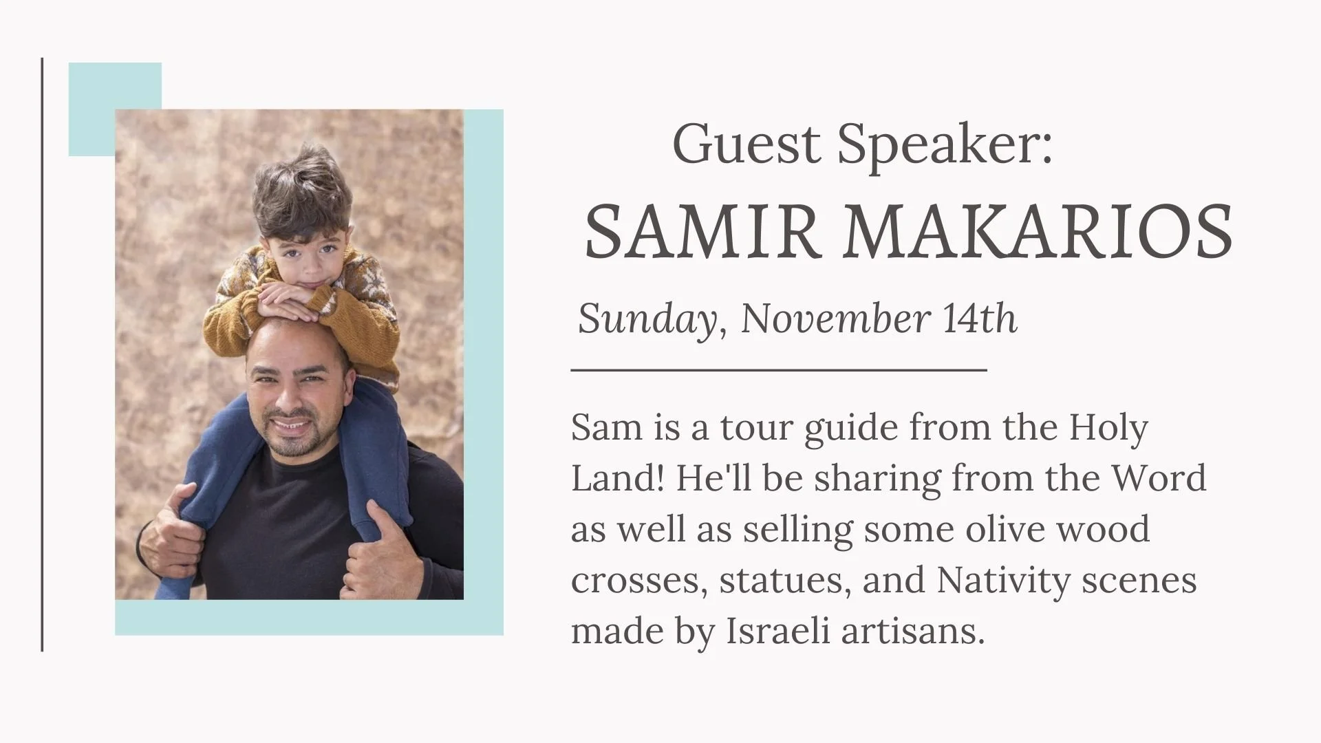 Gueat Speaker: Samir Makarios