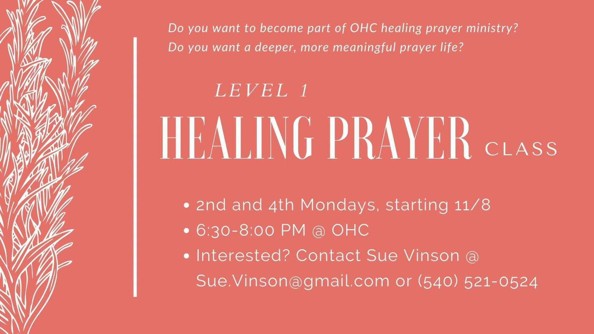 Healing Prayer Class - Level 1