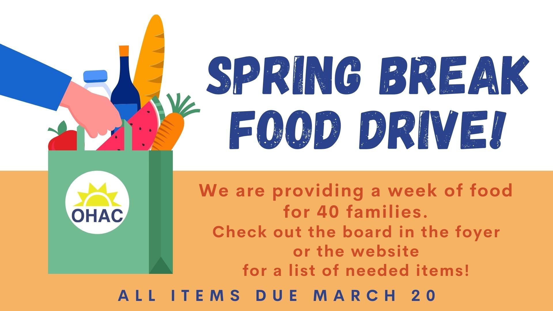 OHAC Spring Break Food Drive