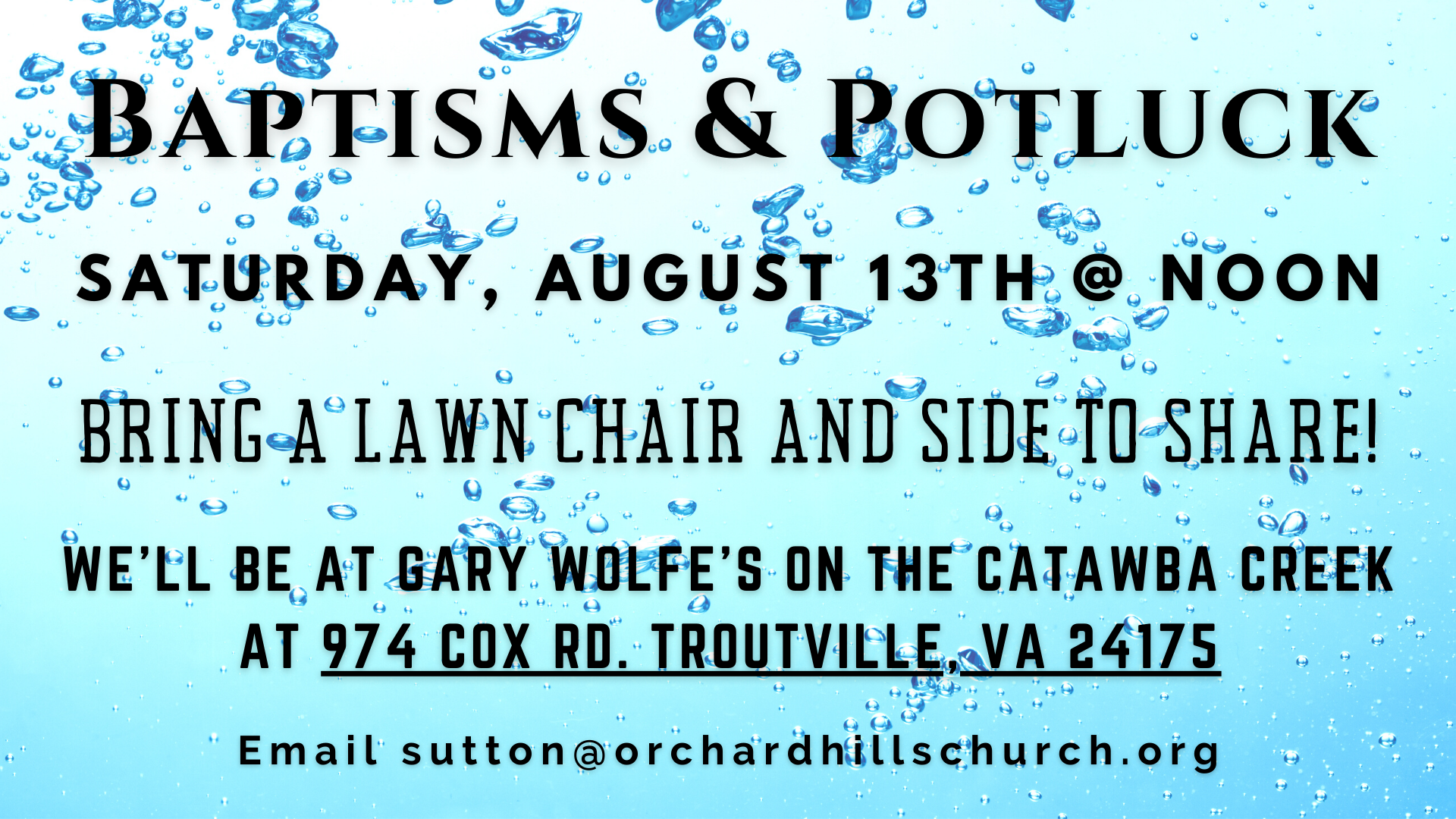 Outdoor Baptism and Potluck