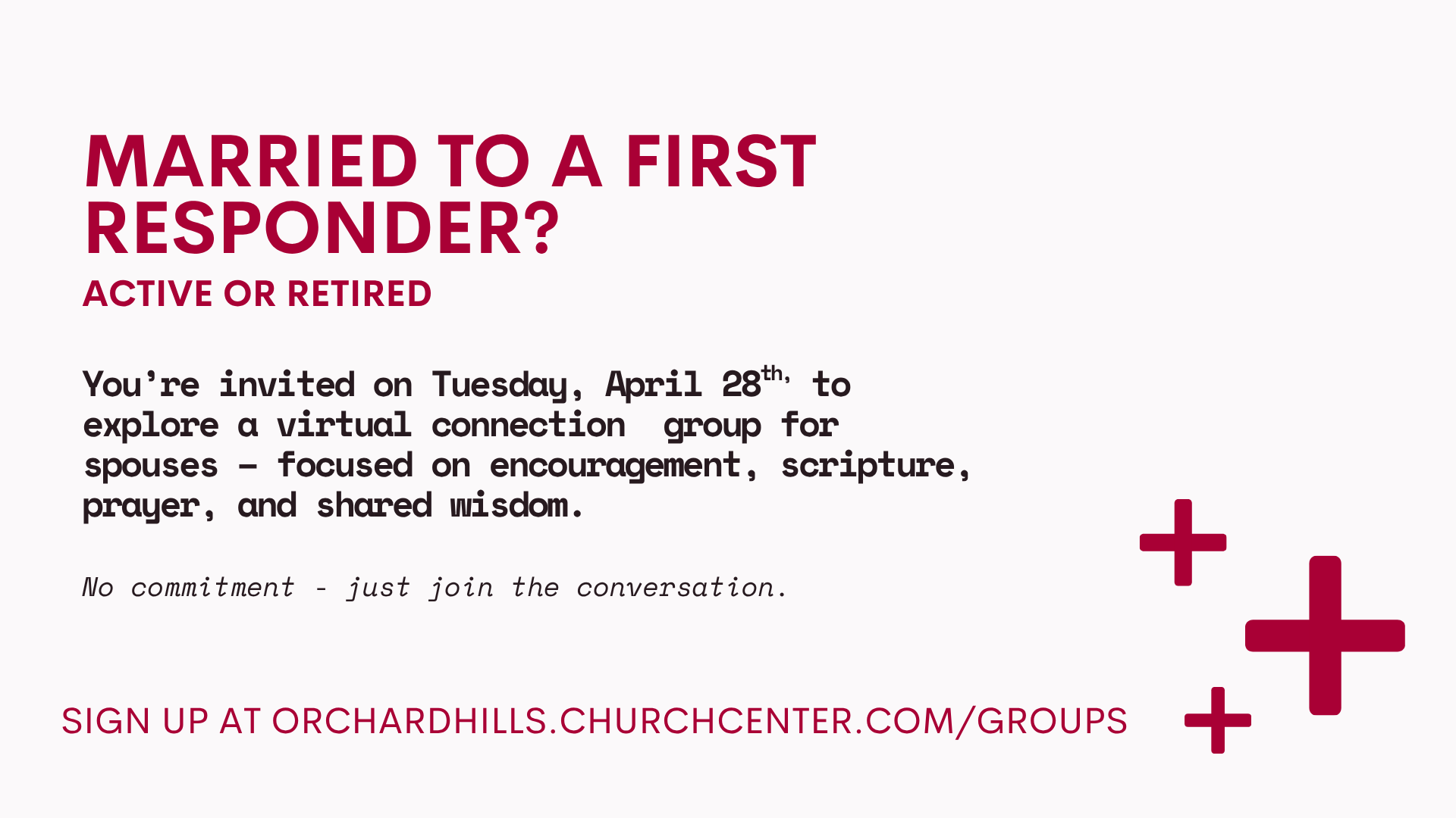 Virtual Women's Small Group For Spouses of First Responders Interest Meeting