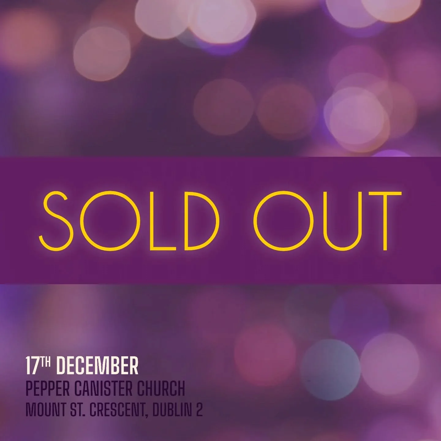 And just like that, we are officially SOLD OUT!

Thank you, thank you, thank you to everyone who has bought tickets to our concert this Wednesday! We promise we have a magical night in store for you all. ✨ 

. . .

#peppercanister
#christmasindublin
