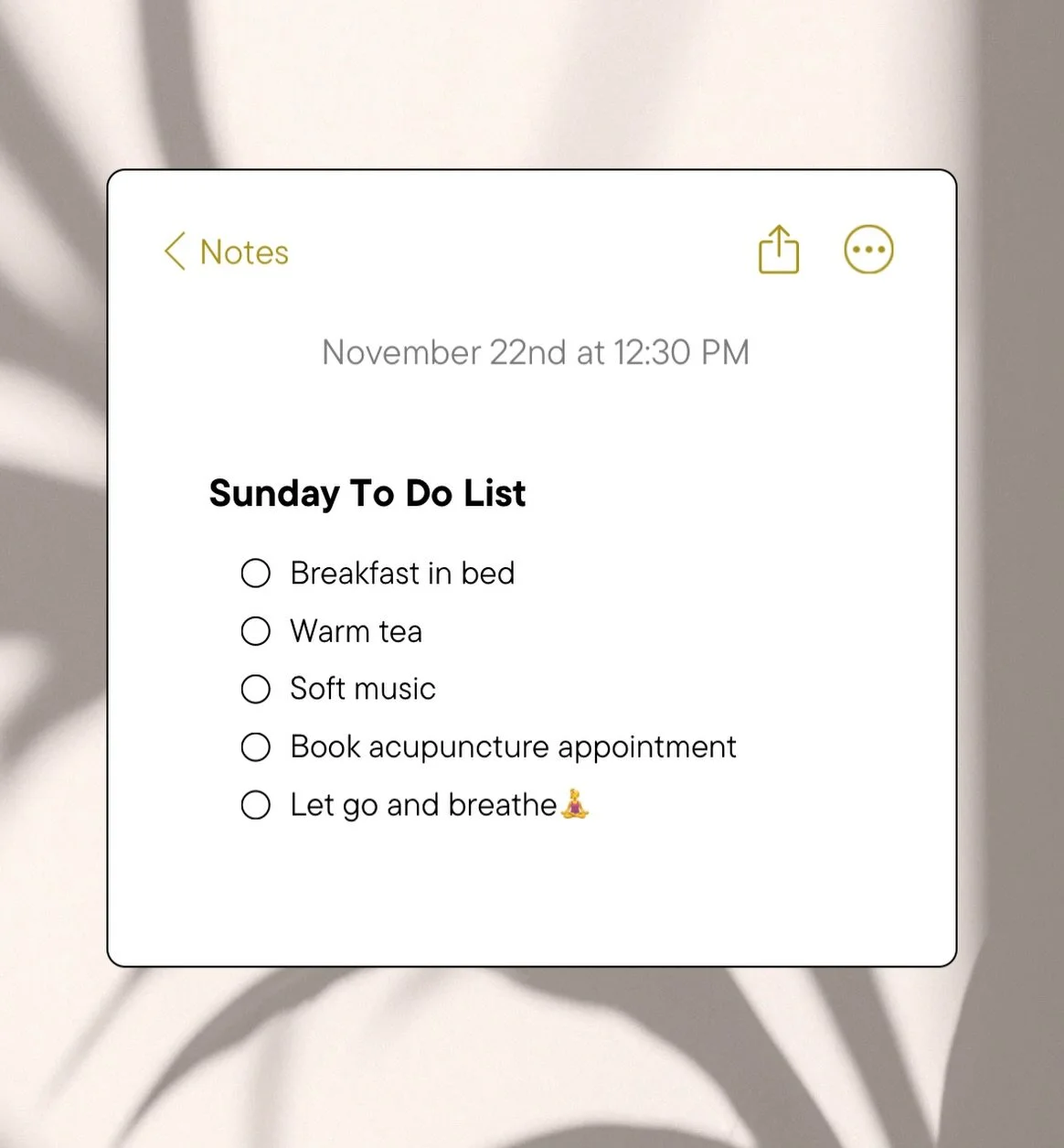 This is our kind of Sunday to-do list! Start your week grounded, rested, and supported. ✨ If acupuncture is on your mind, consider this your sign to book your next session.
&bull;
&bull;
&bull;
&bull;
&bull;
#acupunturetherapy #charlestonwellness #su