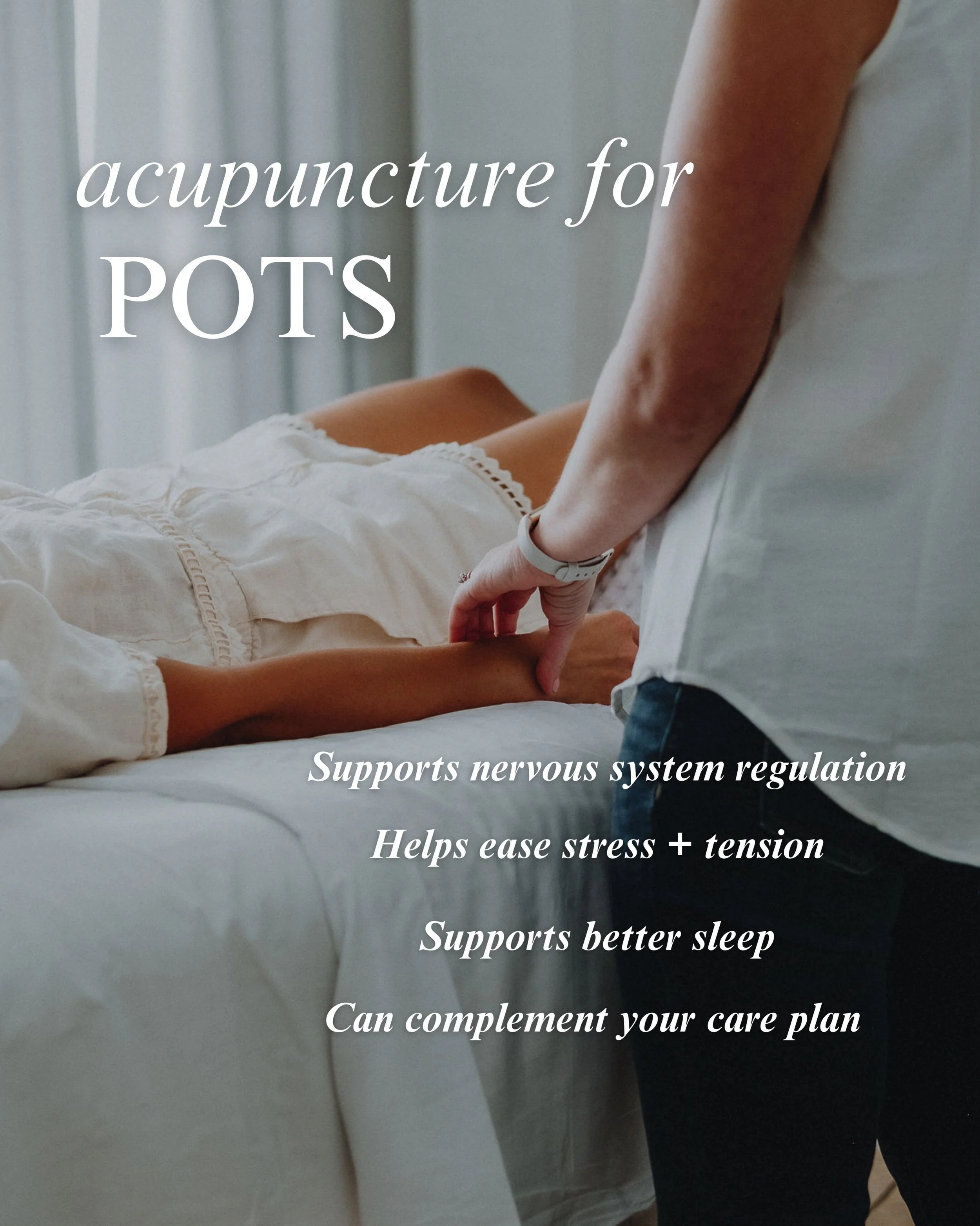 Living with POTS or navigating symptoms that may be related can affect so many parts of your day &mdash; from energy and sleep to stress and overall wellbeing. 🤍

Acupuncture can be a supportive addition to your wellness routine, with treatments foc