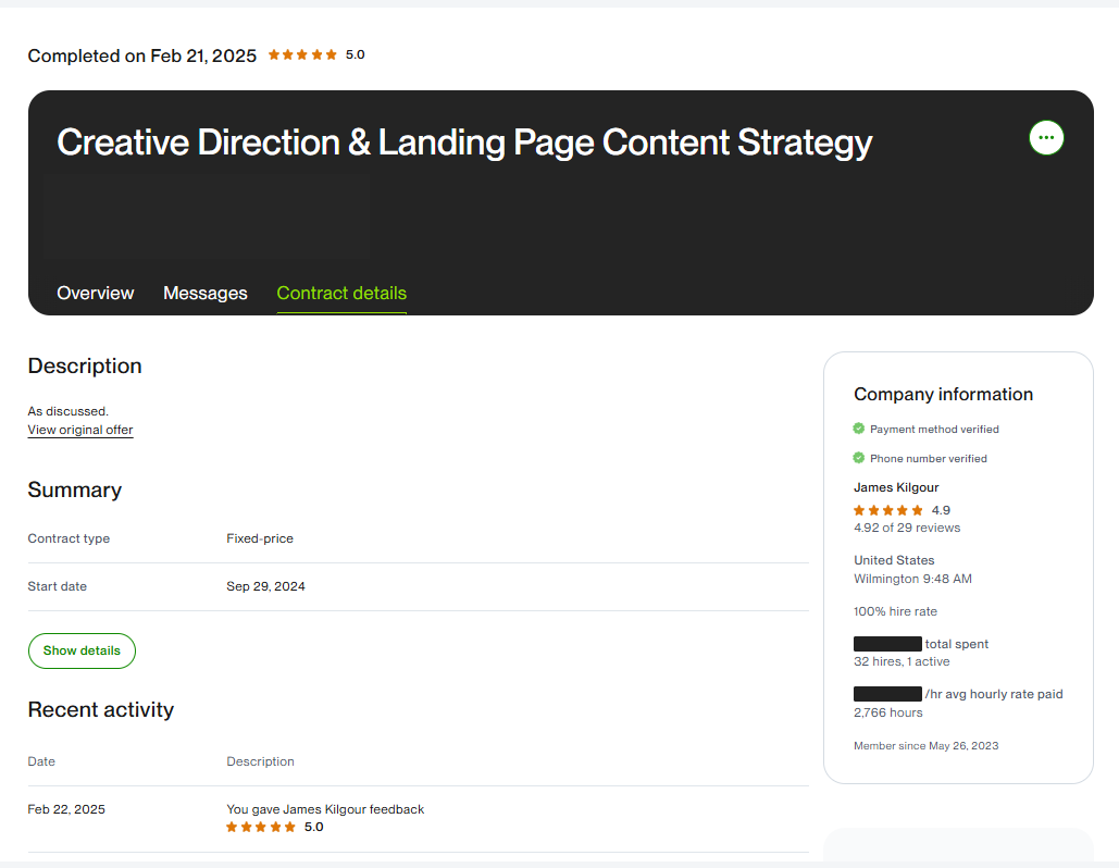 Creative direction & landing page content strategy · Sep 29, 2024 – Feb 21, 2025