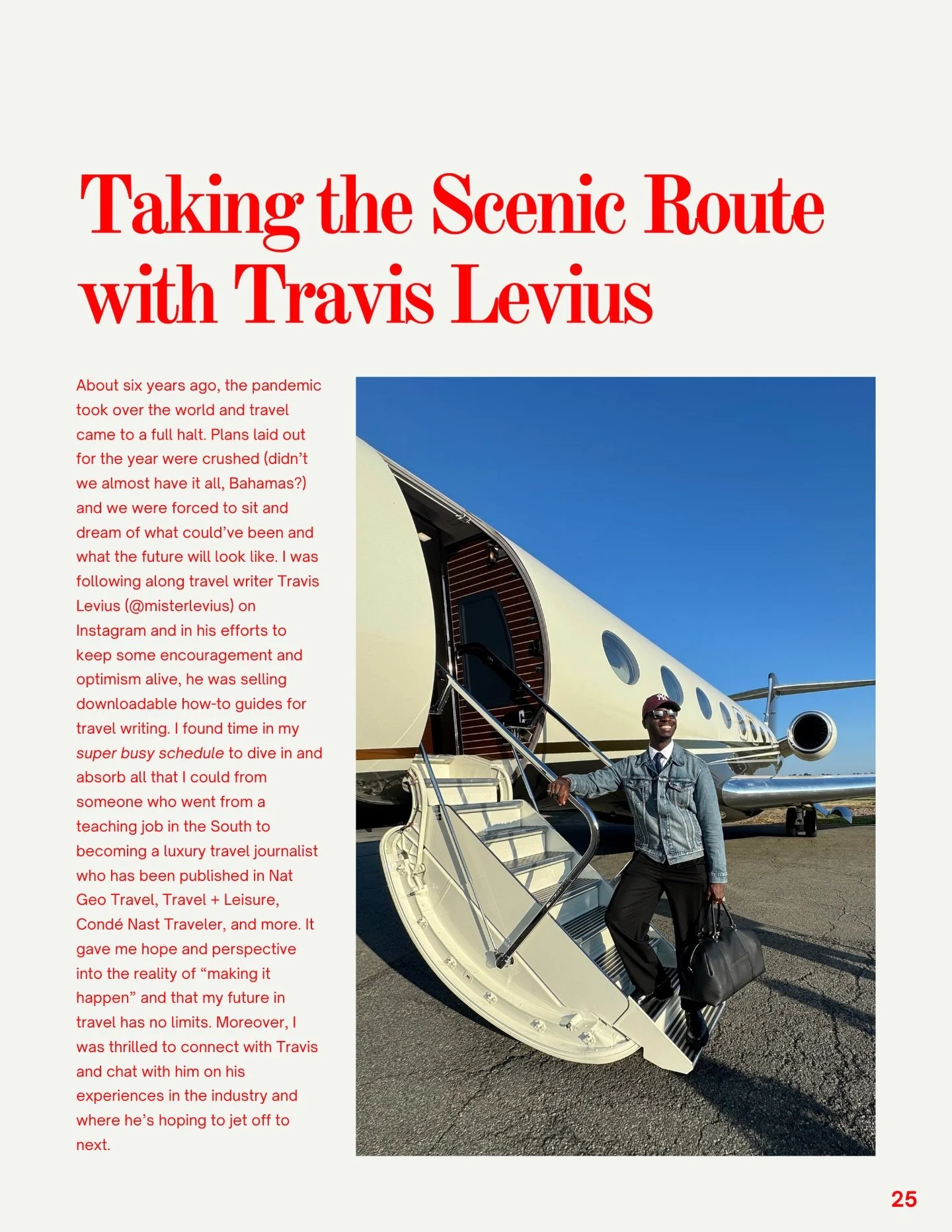 One of my favorite parts of the new issue of The Compass is my interview with @misterlevius ✈️

From teaching in the South to jet setting around the world and being published in every major travel publication, I&rsquo;m so grateful for his authentici