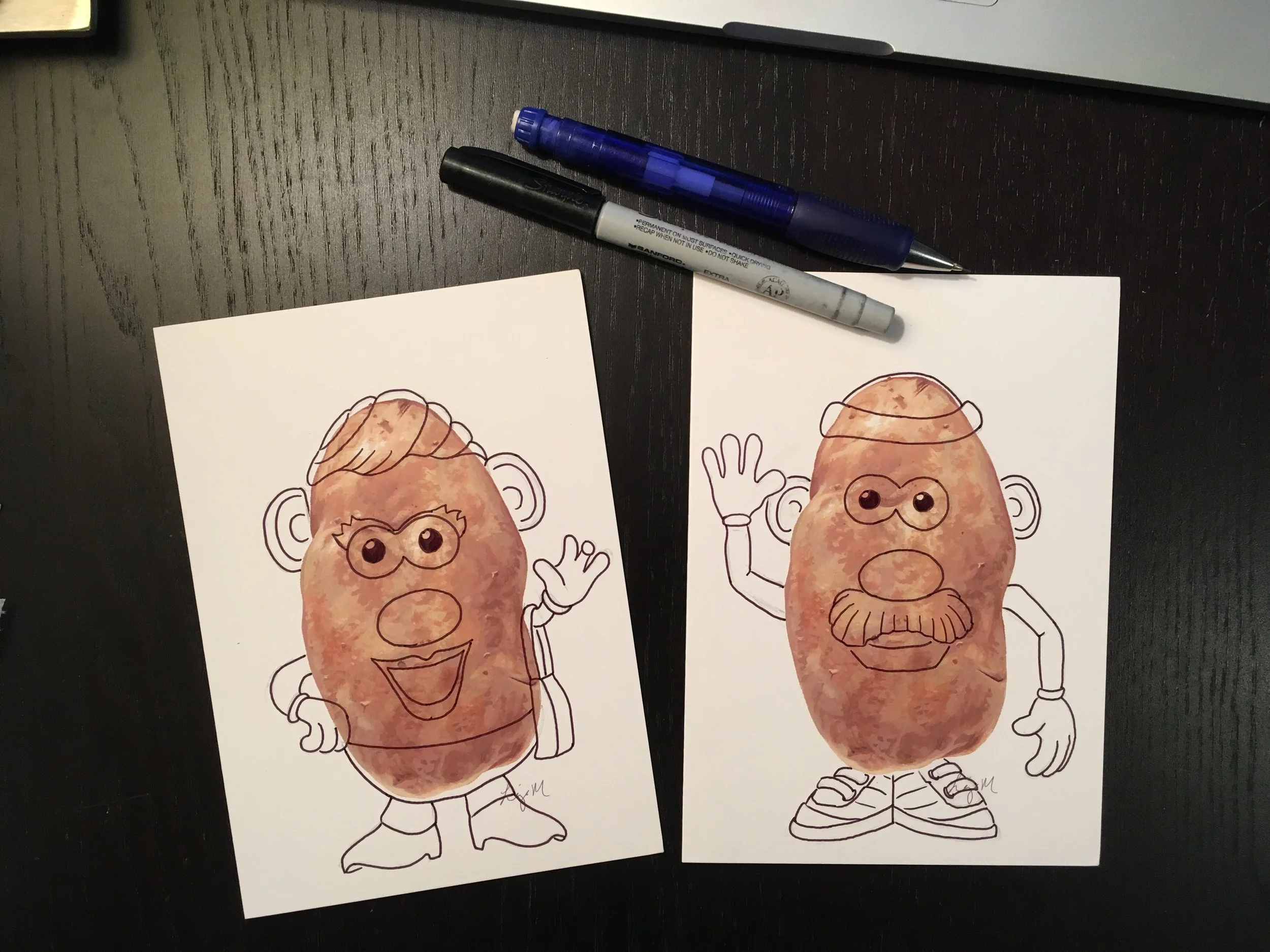 Potato Heads<br>2017<br>Sharpie