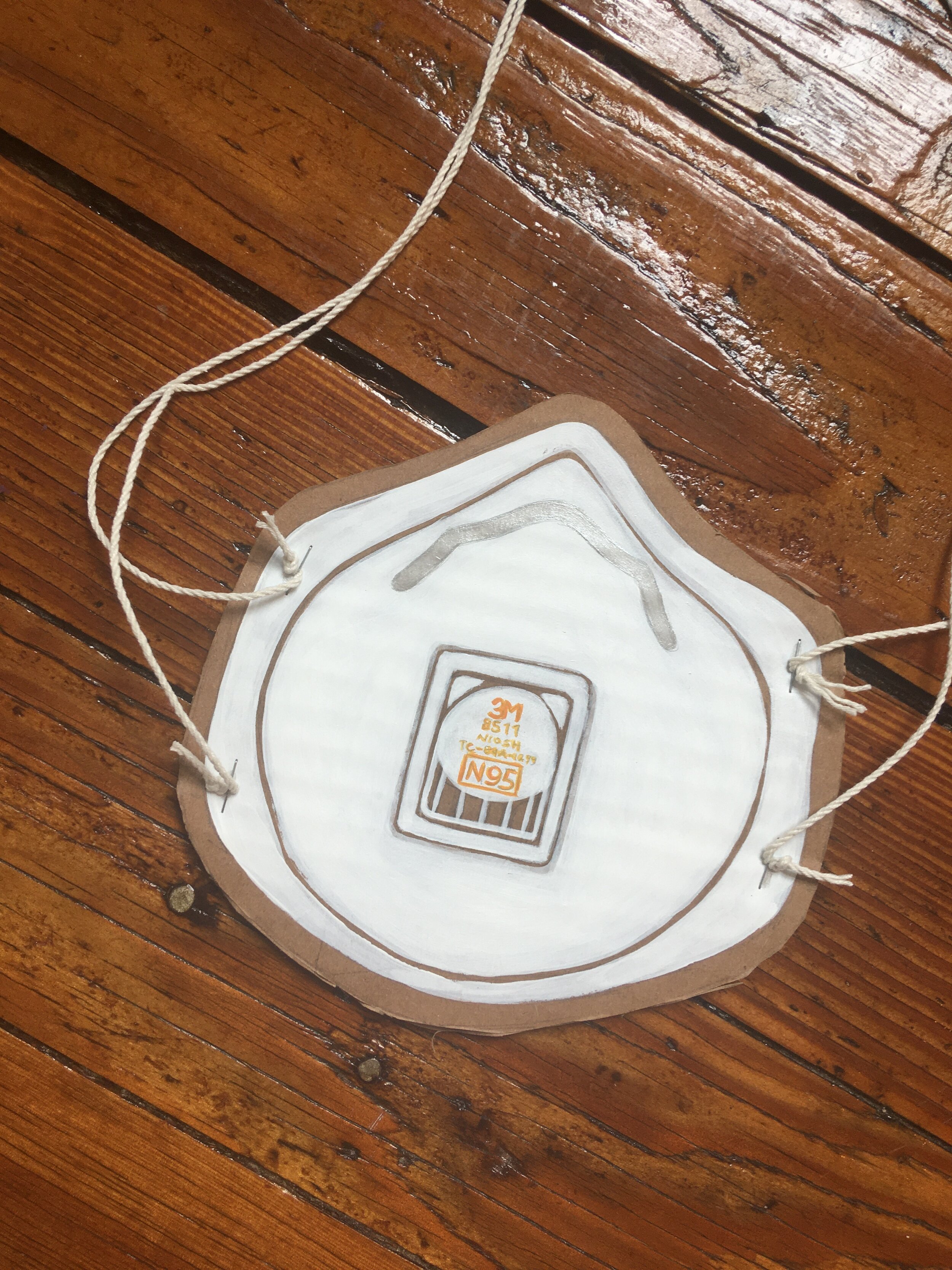 Corrugated Couture N95 Mask 2020 cardboard, acrylic, string, staples