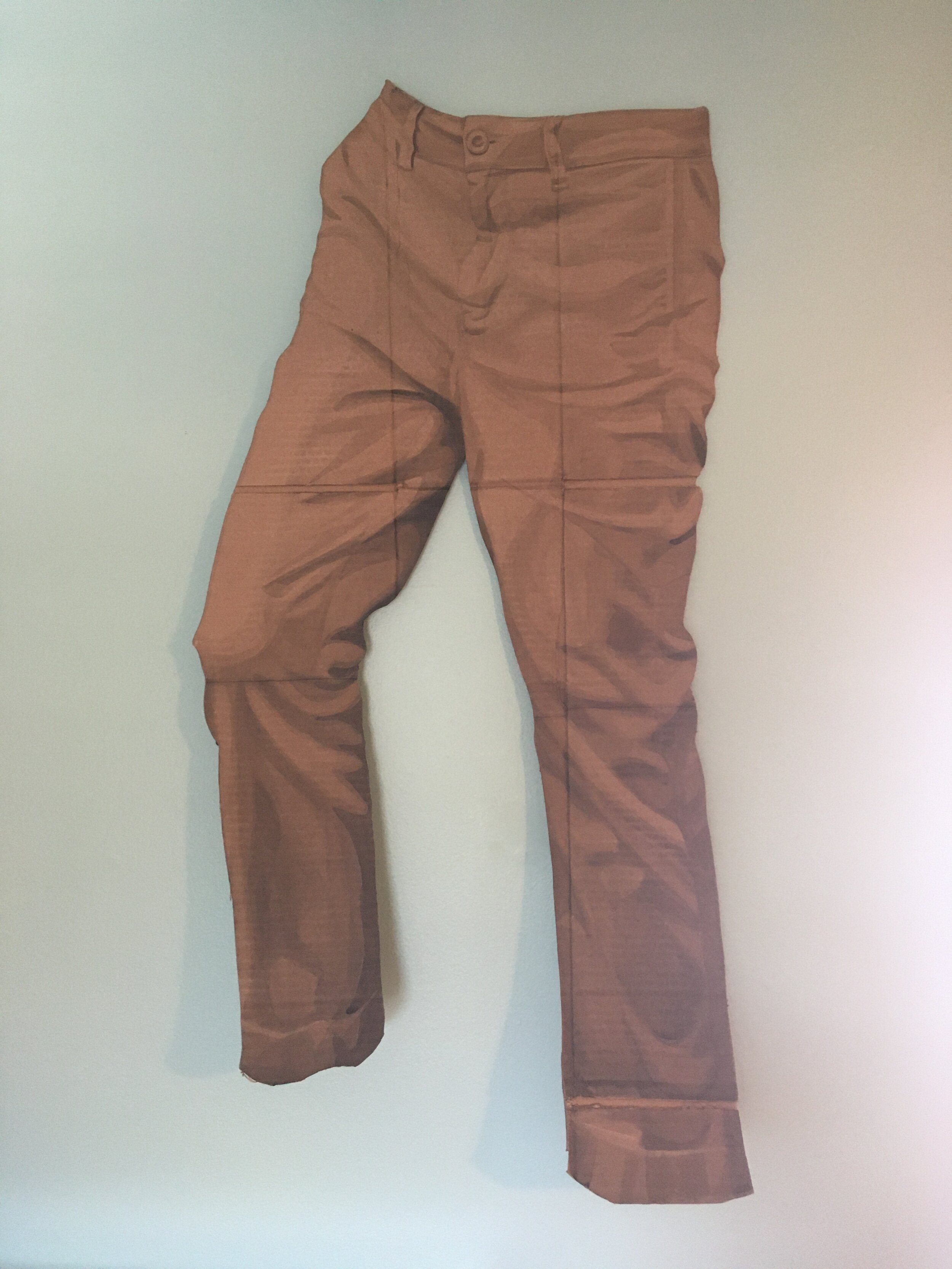 Corrugated Couture Khaki Pants 2020 cardboard, watercolor and sharpie