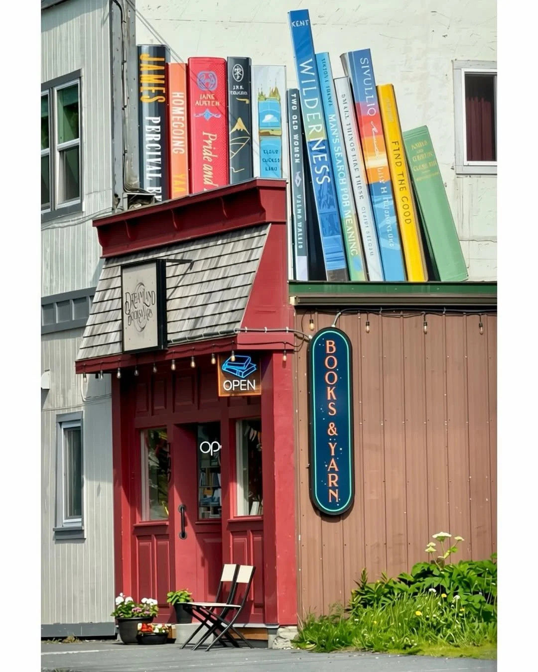 Dreamland Books and Yarn Mural 2026 Acrylic on Panel