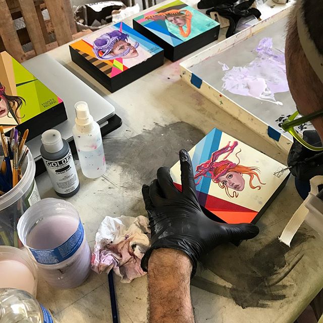 Final touches with @tony_philippou in his @orlando studio before the #KALEIDOSKULL exhibition which opened this past March at @redefinearts . The love and attention that went into these 10 pieces was worth every minute. More to come... #tonyphilippou