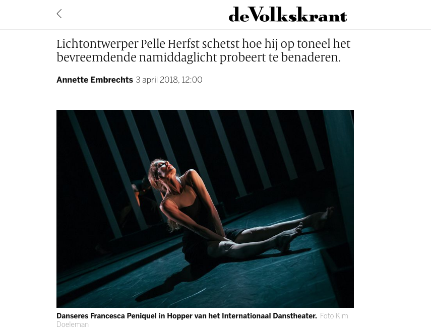 Publication of Het Internationaal Danstheater, Hopper, in de Volkskrant 