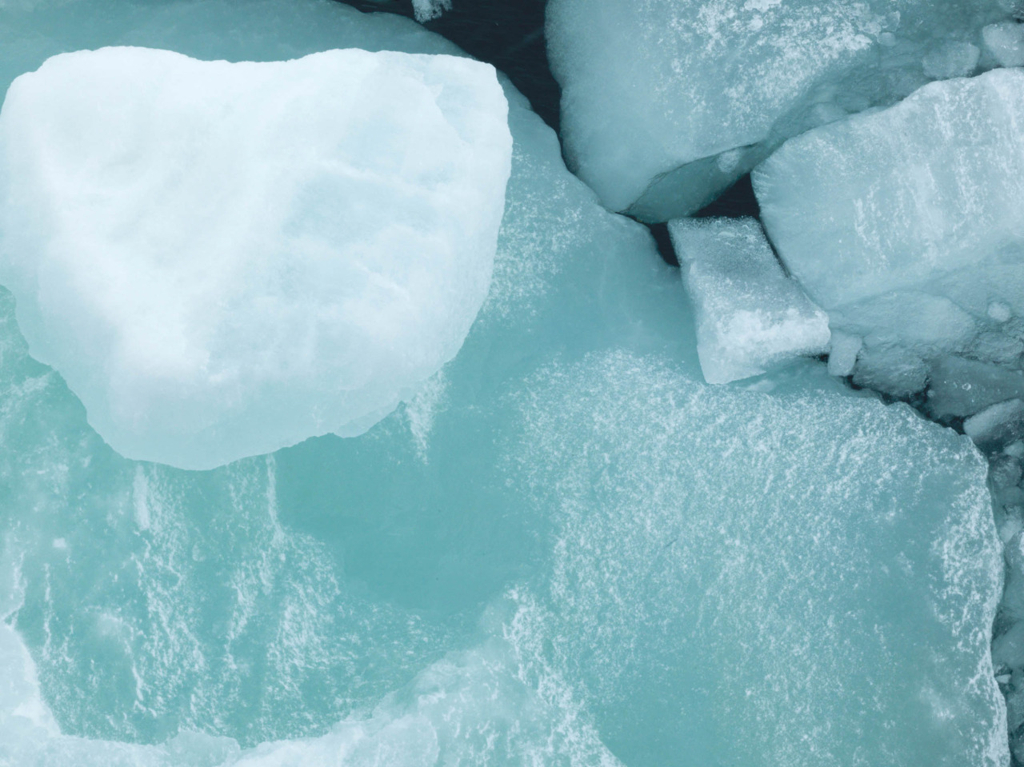 The sea ice of the Arctic Ocean.