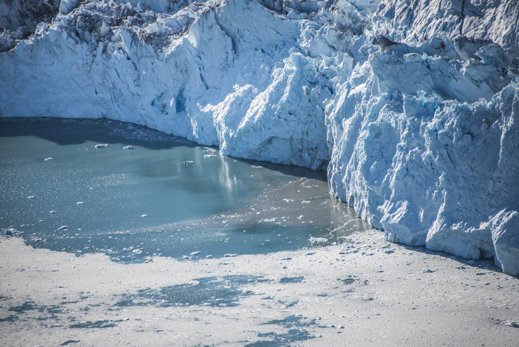 Above: Brown streams surging under the Northern Glacier