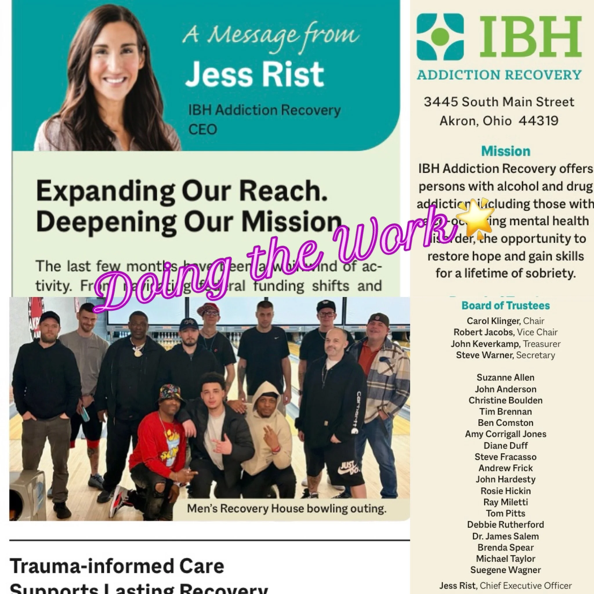 @ibhaddictionrecovery Thankful for Your Dedication here in Summit County 🌟 Grateful to be a Board Member of such a Mission Driven Organization 🌟 One Person - One Day at a Time. Much Love &amp; Respect 💚