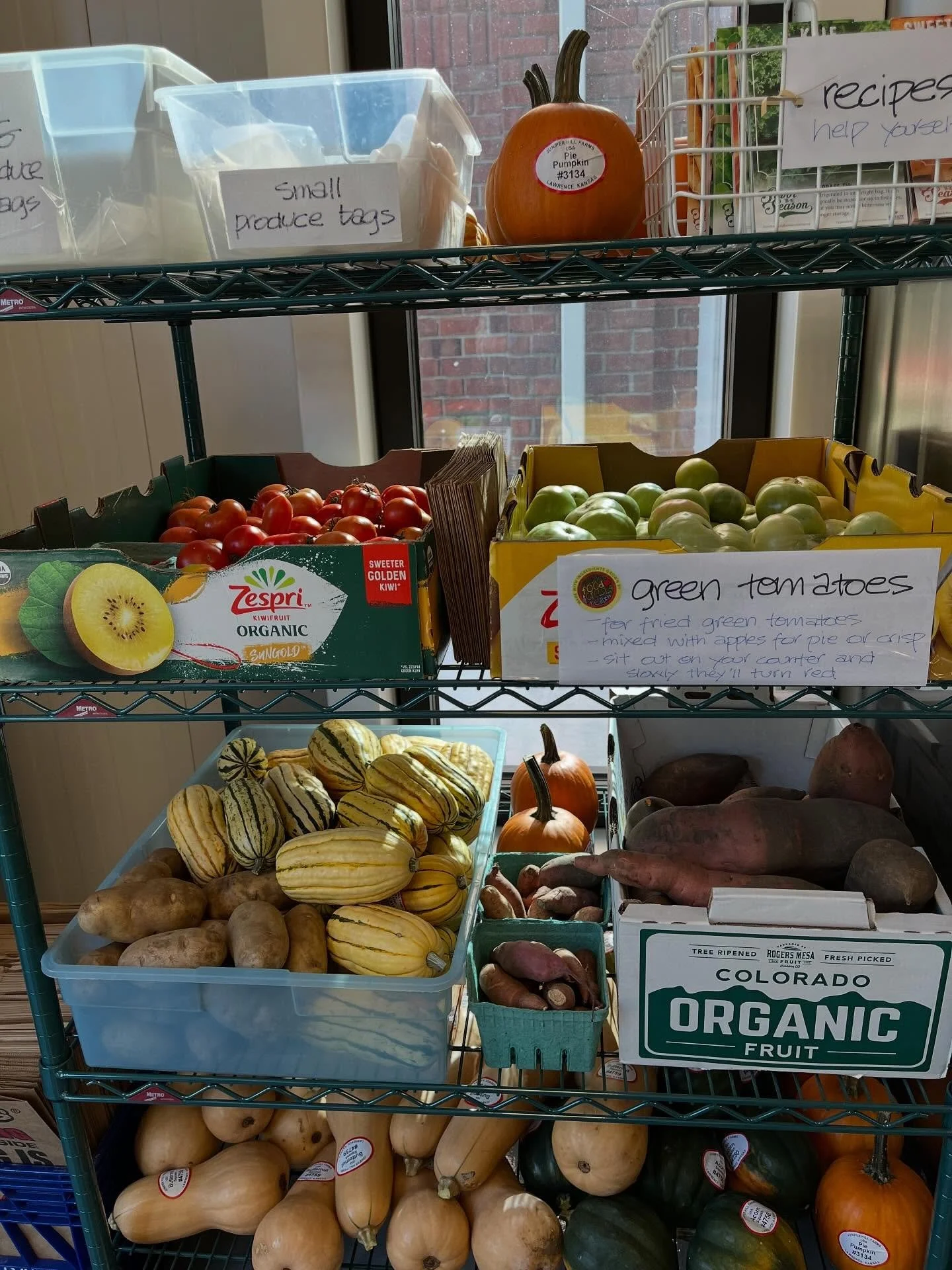 The new Ballard Center pantry opened this morning and we were there to stock the produce shelves. Thanks to the generosity of our friends at South Baldwin Farms, Juniper Hill Farm, and Mellowfields, combined with our own produce, it was a bountiful o