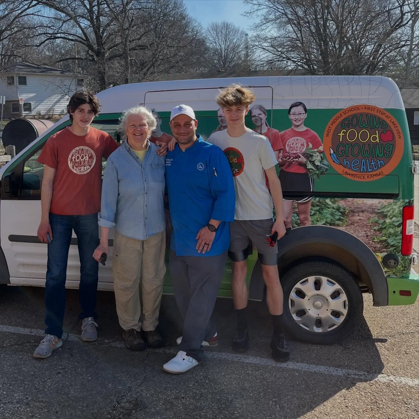 We were happy to welcome visitors Andrew (behind the camera) and Patrick from Q39 Restaurant who came to the garden today to learn more about Growing Food Growing Health and present us with a generous check to support our work. New friends! Visit the