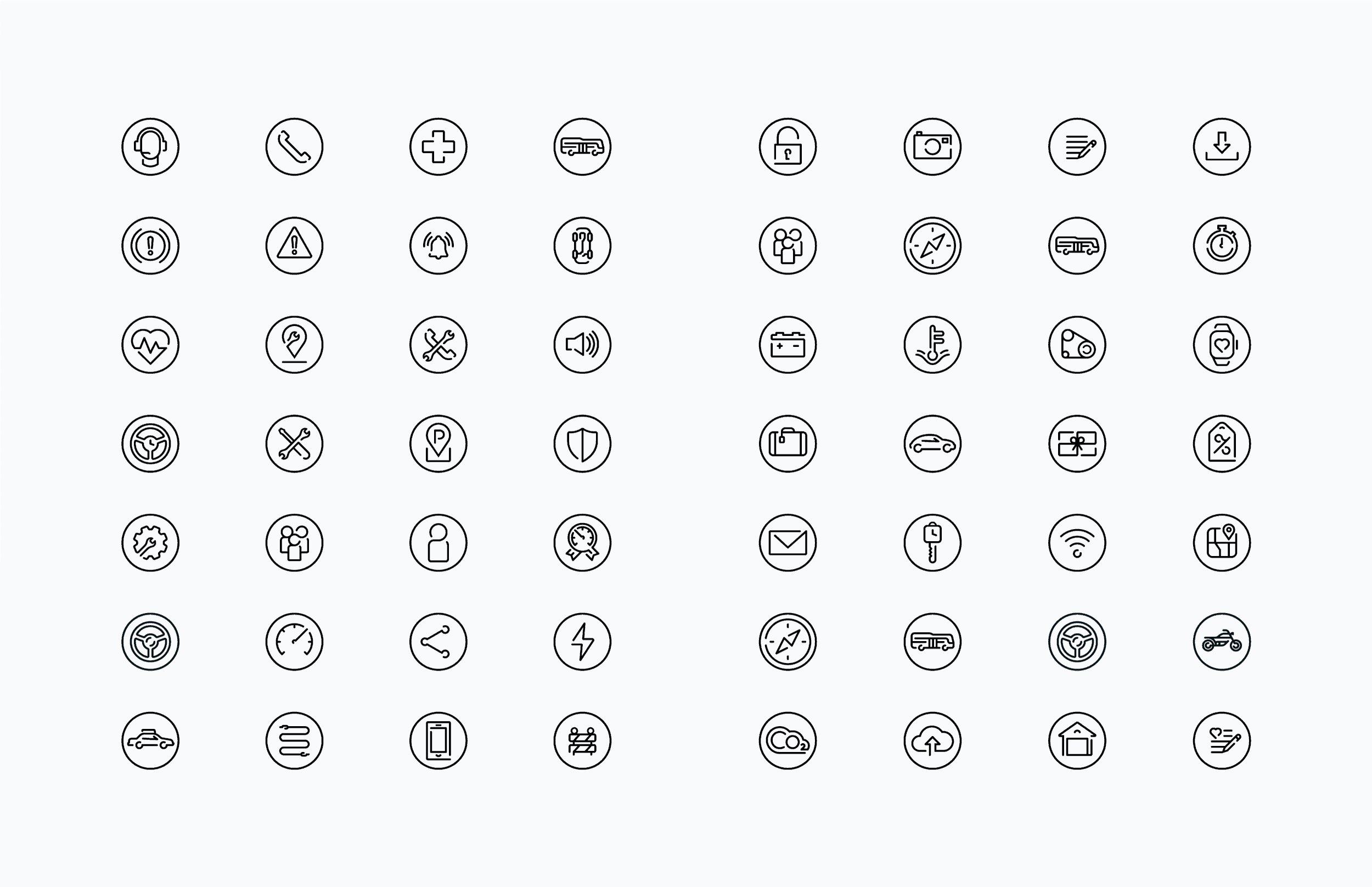 Hand-crafted iconography for over 56 different product features.