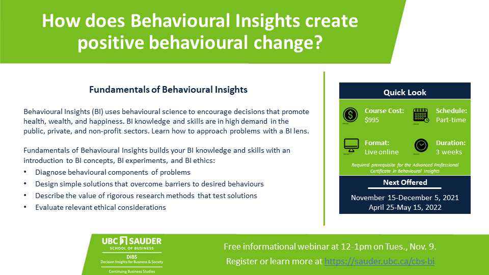 Learning the Fundamentals of Behavioural Insights