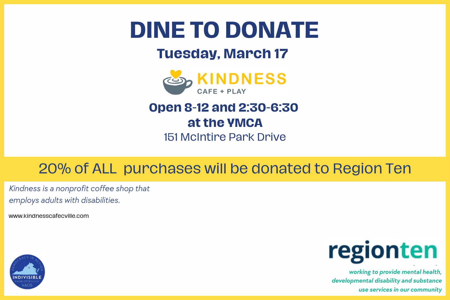 Dine to Donate Kindness Cafe + Play Edition