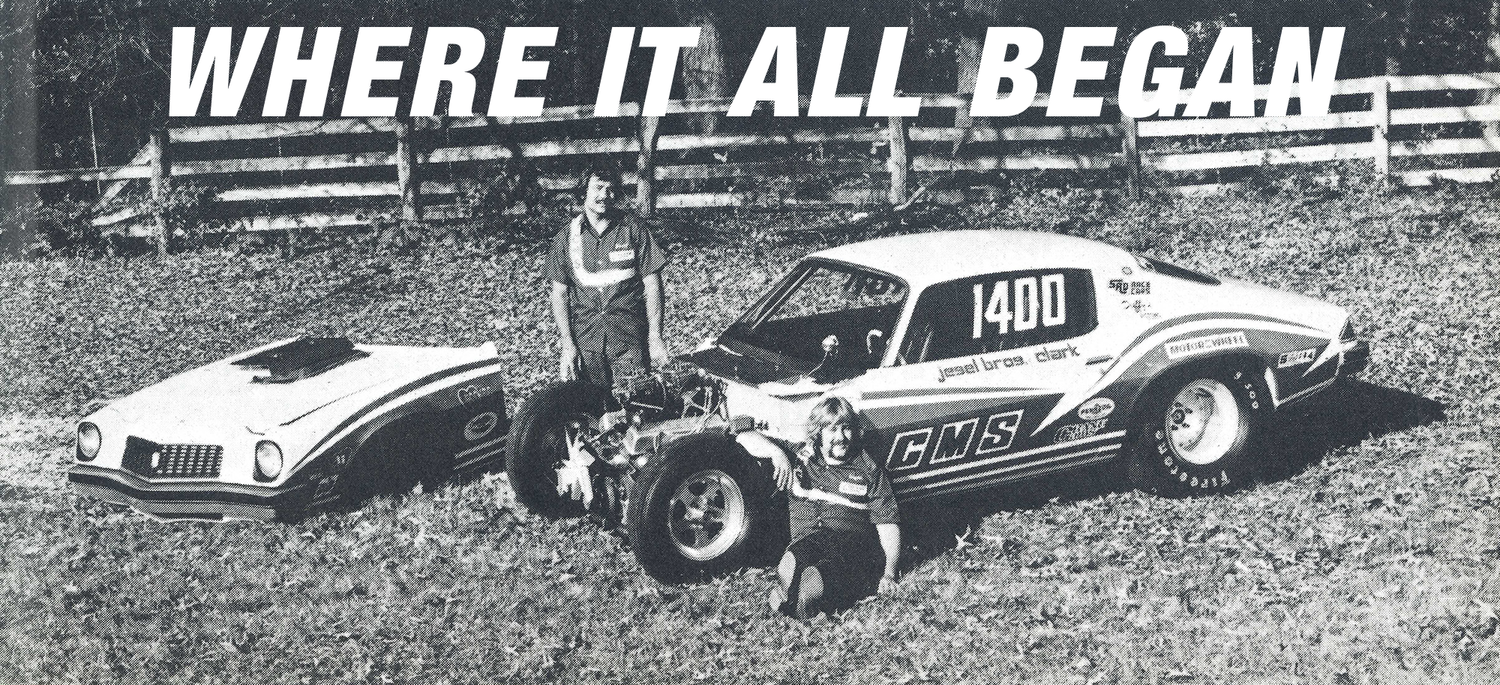 Dan and Wayne Jesel with their Competition Machine Services Camaro in 1974.