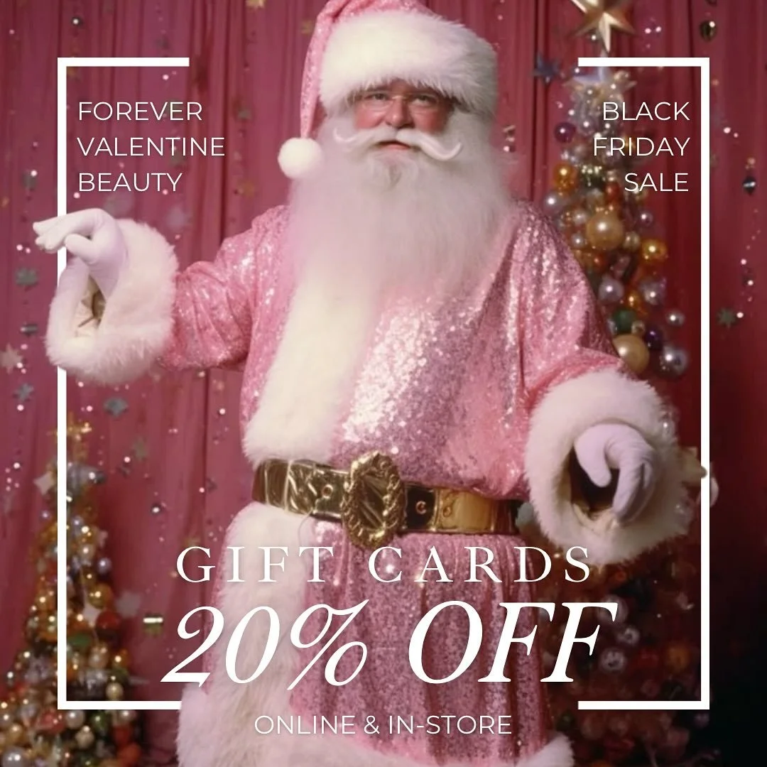 It&rsquo;s that time of year!! 

The ONLY deal we offer all year is almost here!! 

All day Black Friday starting by at 12:00am Thanksgiving night. 

Offer valid online or in store for a physical card. 

Forevervalentinebeauty.com👉🏼Shop👉🏼Gift car
