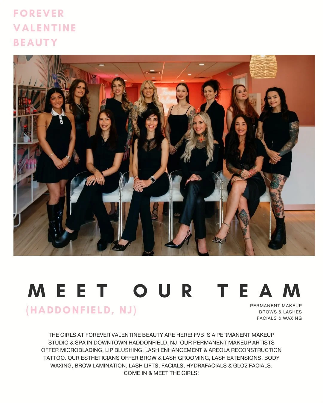 Meet the lovely ladies at FVB making all your beauty dreams come true 🧖&zwj;♀️ 🩷 (not pictured in the main pic - Shan and Mandi!! 🥹)