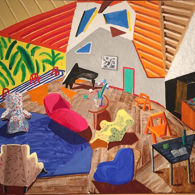 Need a winter pick me up? The David Hockney show at the Met will do it! Detail of the masterpiece Large Interior, LA. #met#hockney #color#masterpiece#cubism#newyorkart#uppereastside