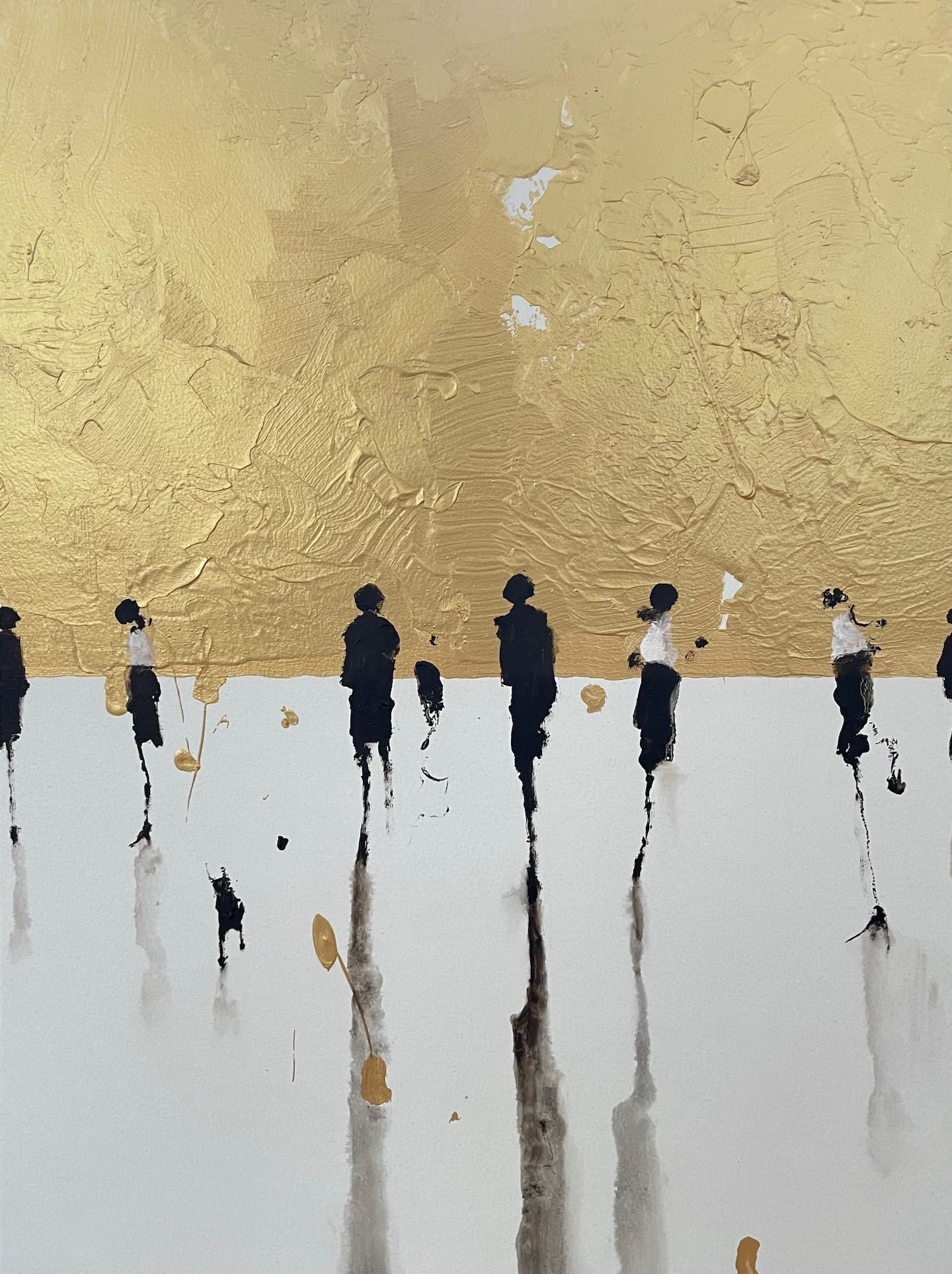 Figures with Dog in Gold, 2024
