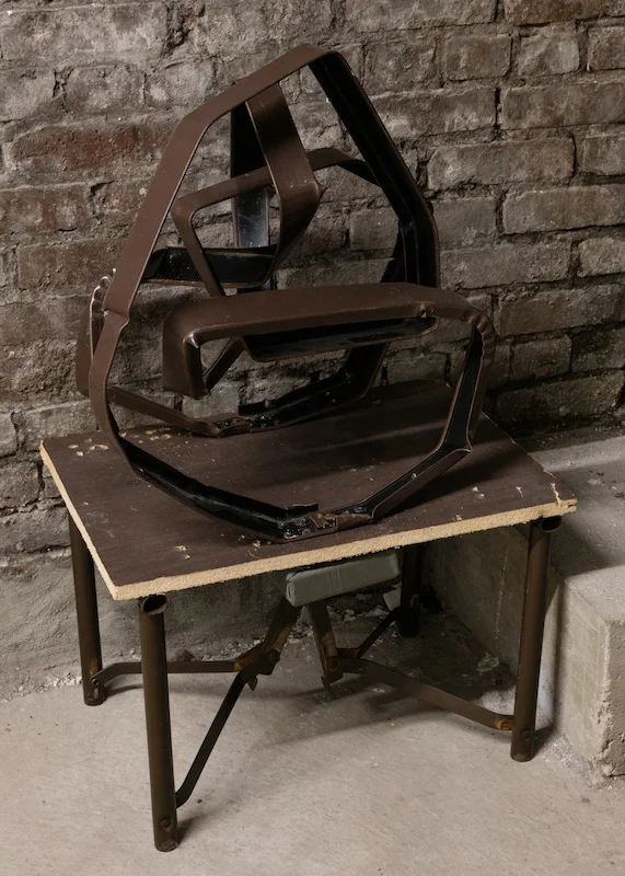 Chris Zacher Loud appliance , 2018 Wood, aluminum, polyester and hardware 14 x 20 x 34 inches