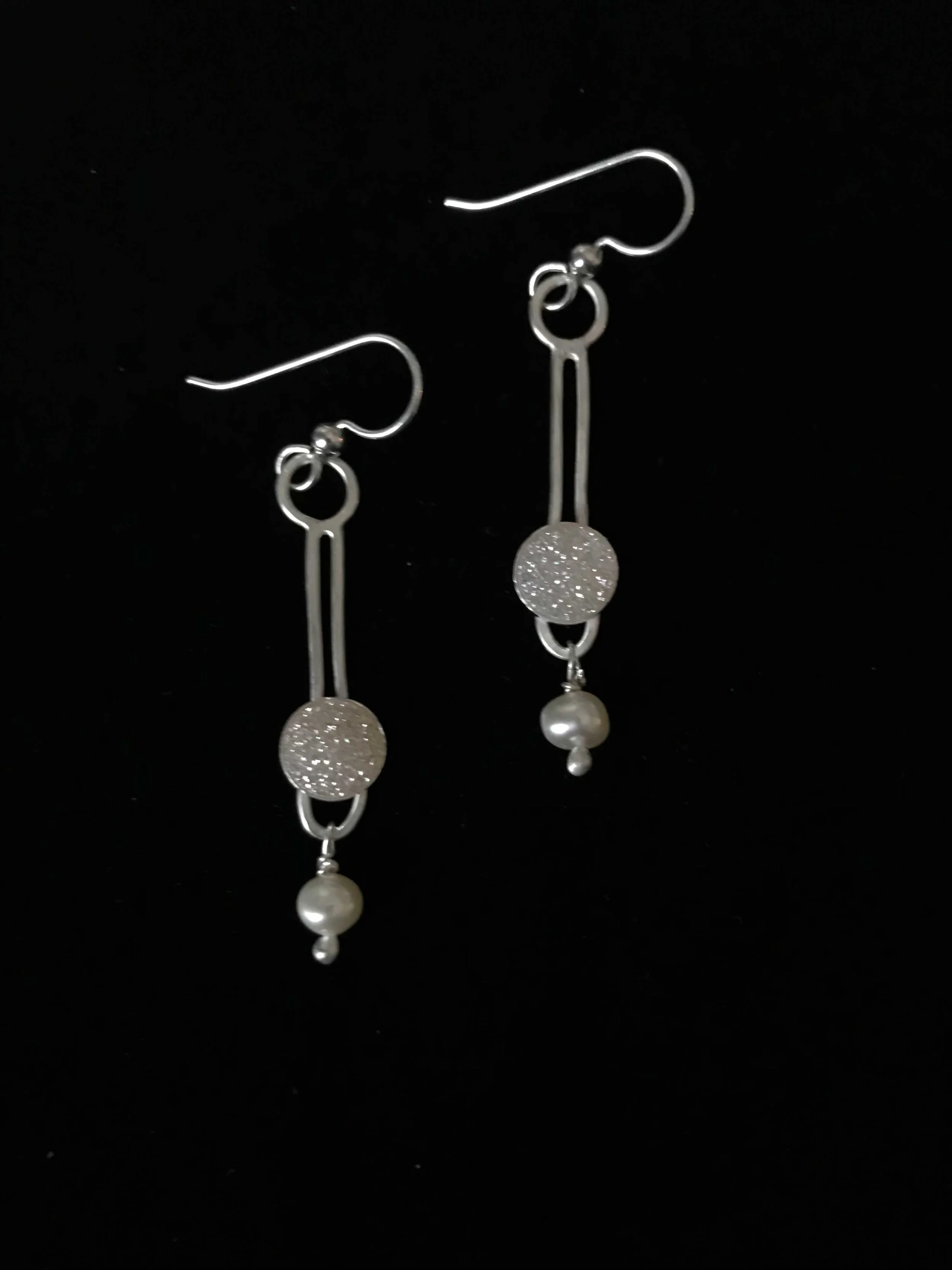 Druzy and Freshwater Pearl Dangle Earring