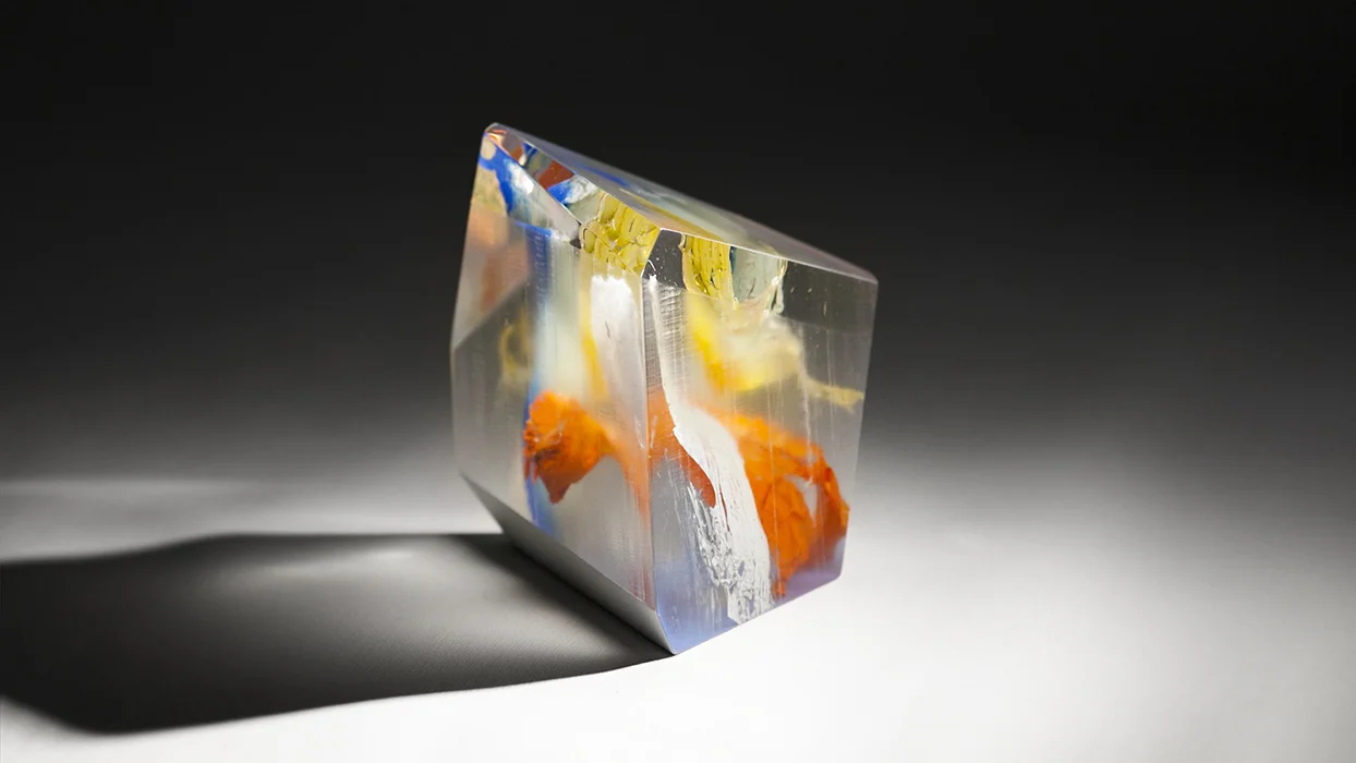 Courtlandt Swartz _Fraction _767.6_ 2017 Suspended Paint in Hand Cast Acrylic 4.5x4.5x4.5.jpg