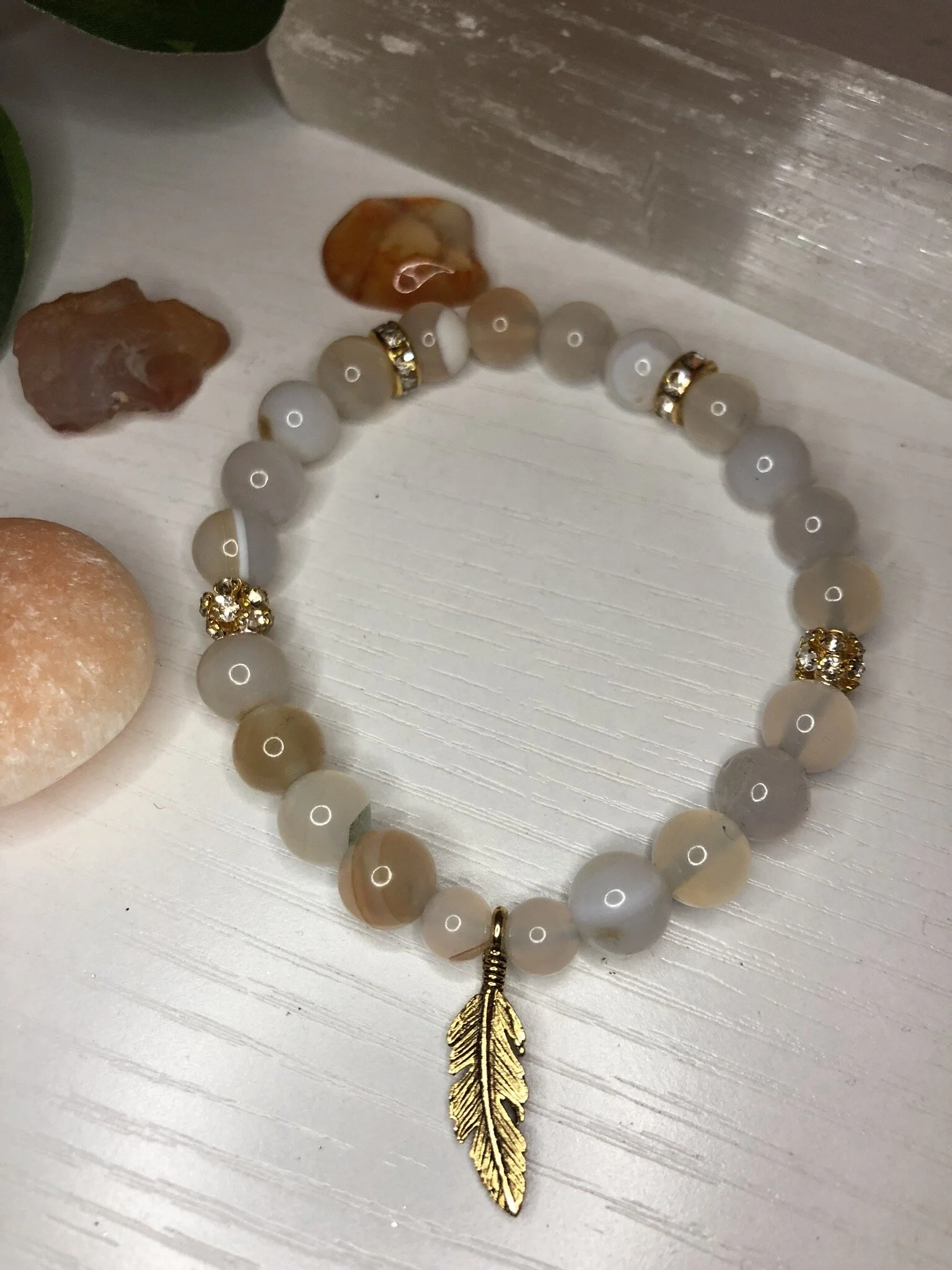 White Banded Agate || Grounding &amp; Stabilizing || Stackable Beaded Bracelet || Healing Bracelet || Chakra Bracelet