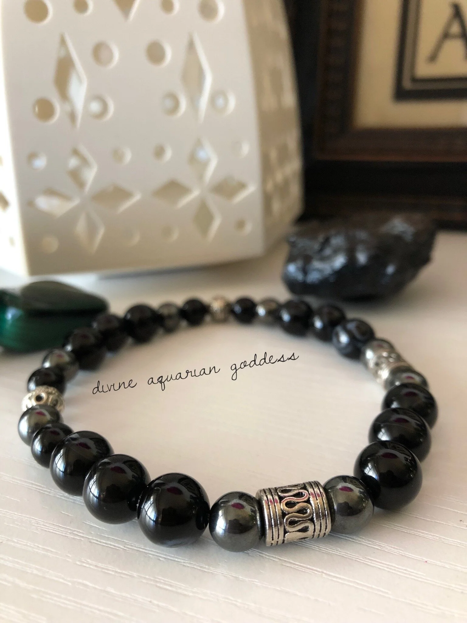 Onyx || Strength &amp; Guidance || Stackable Beaded Bracelet || Healing Bracelet || Chakra Bracelet || EMF Protection ||