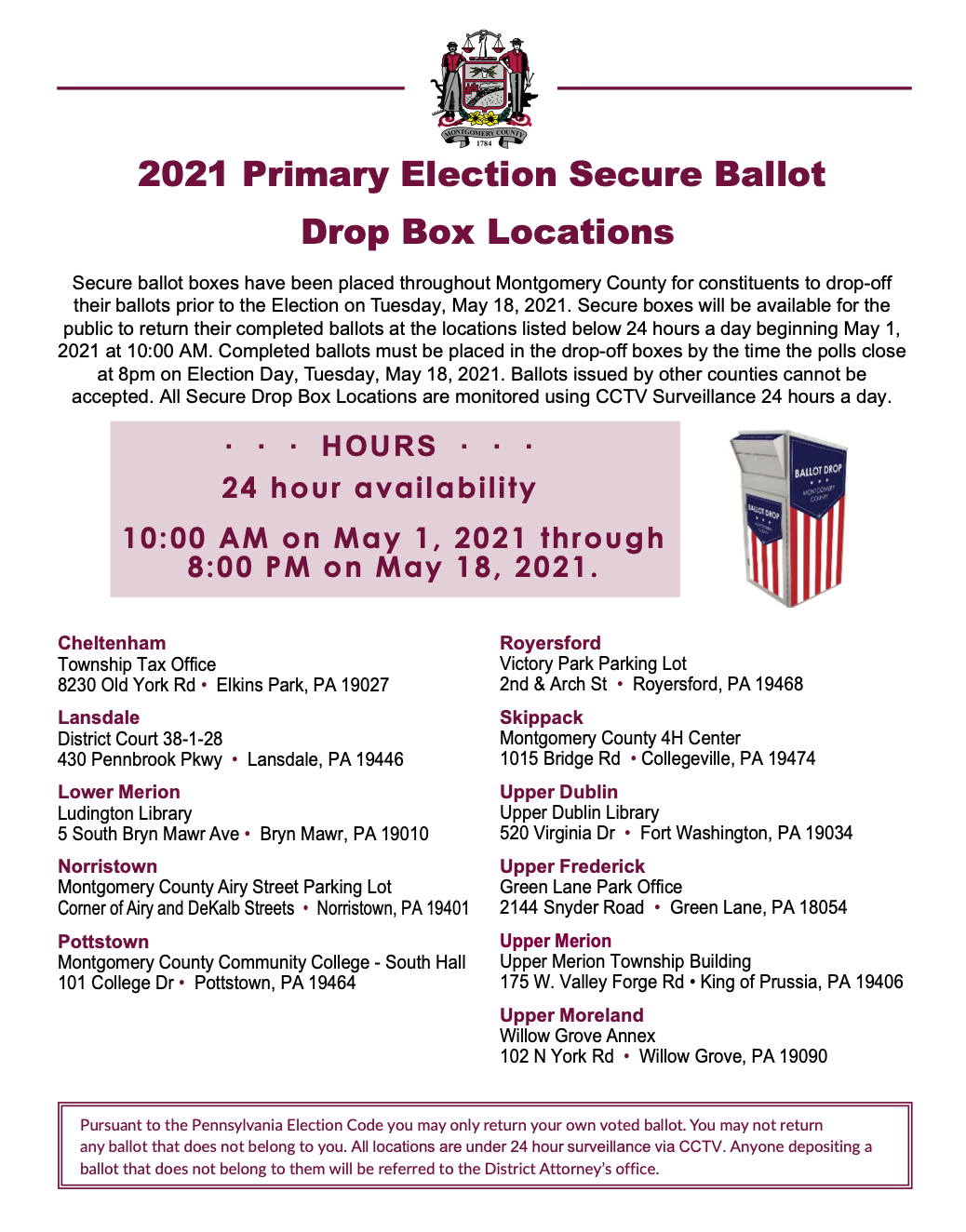 Drop Boxes — Springfield Township Democratic Committee