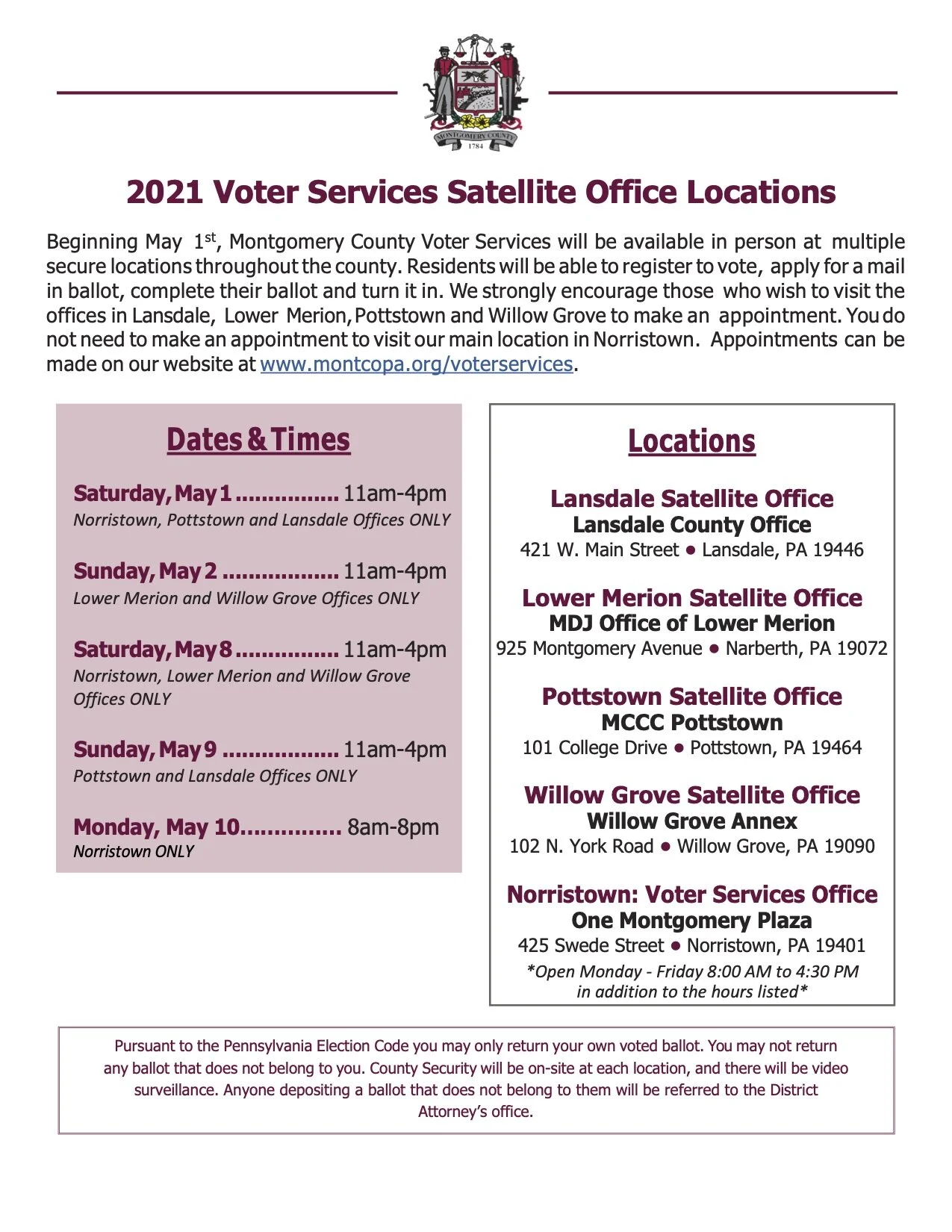 Drop Boxes — Springfield Township Democratic Committee