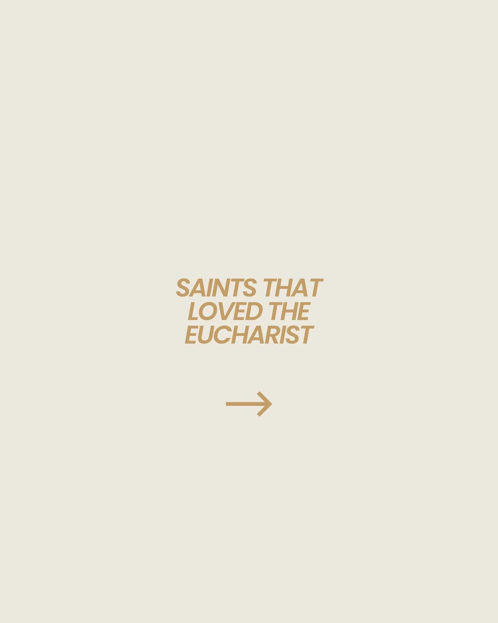 The Eucharist was the center of the saints lives. From St. Catherine of Siena to St. John Paul II, the saints were deeply in love with Jesus in the Blessed Sacrament.

The Eucharist is not a symbol. 
t&rsquo;s Jesus, truly present. 
And He is waiting