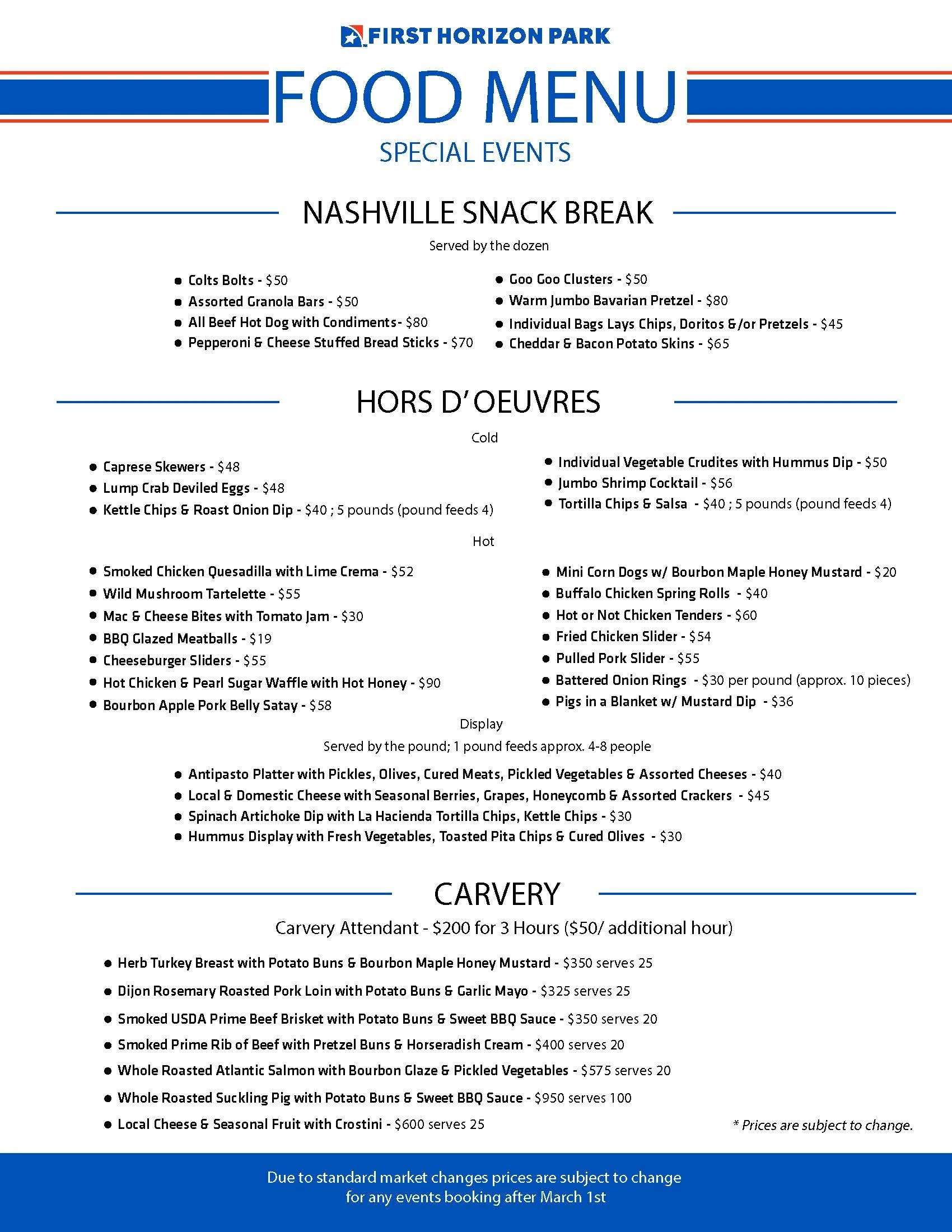 EVENT MENU — First Horizon Park