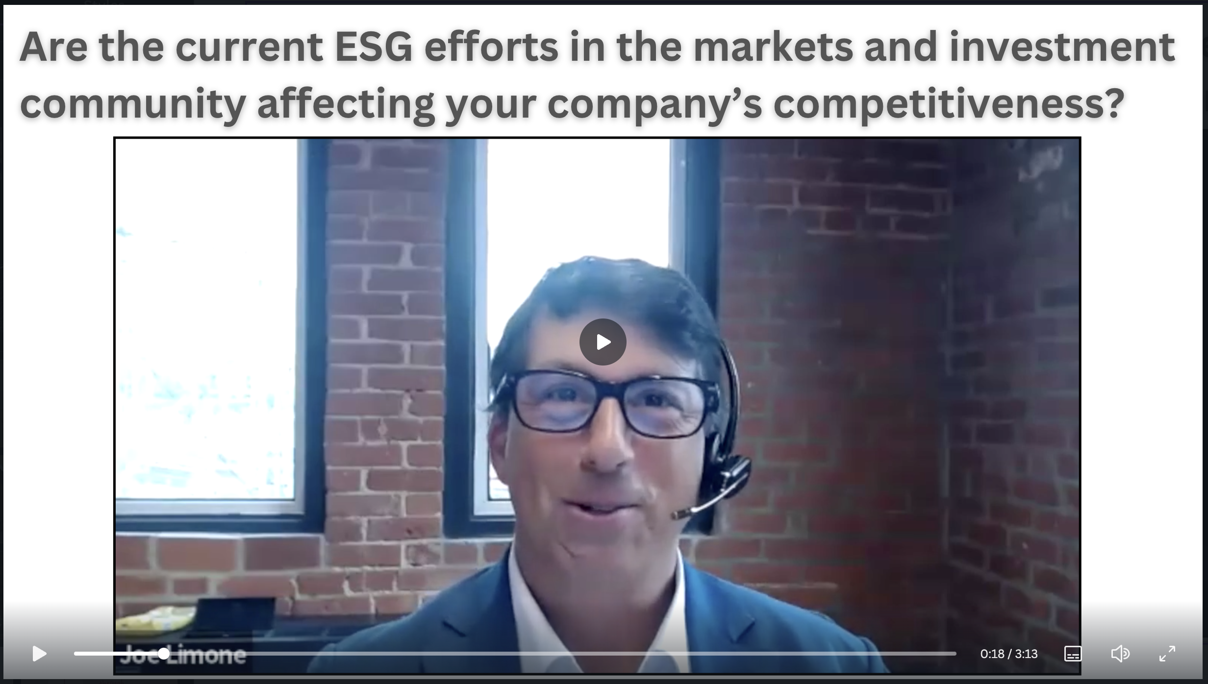 1) ESG Efforts affecting competitiveness?