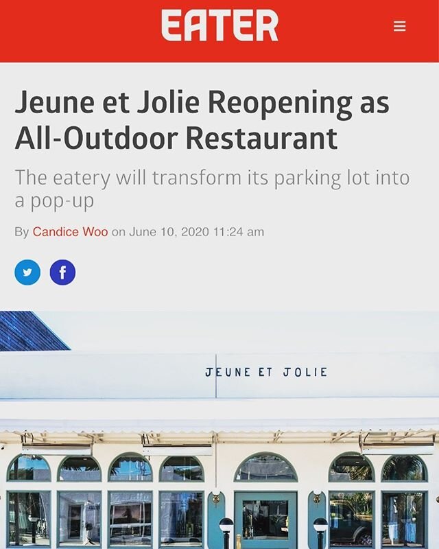 @lejeuneetjolie RE-OPENING! Exclusively with outdoor dining June 22nd. Our parking lot has been transformed, giant olive trees, string lights, well spaced tables- the summer dining experience everyone has been waiting for! Get your resvs now!