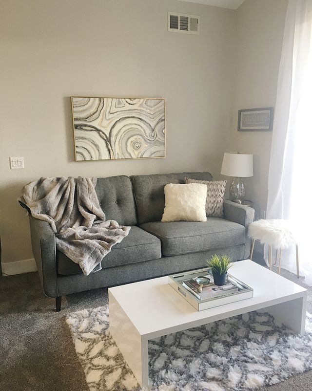 So excited to finally have one space fully complete! It&rsquo;s so cozy in here and I love my view. Slide to see the &ldquo;before&rdquo;! #designer #modern #moving #contemporary #beforeandafter #livingroom #decorating #smallspaces #transformation #t