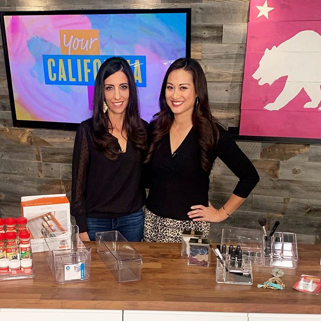 What fun doing the live organizing segment @yourcalife yesterday! Huge thanks to @aubreyaquinotv for having me on. Link is in my bio to watch! Go to &ldquo;more stories&rdquo; and Organizational Tips for Small Spaces. #organization #designer #workwor