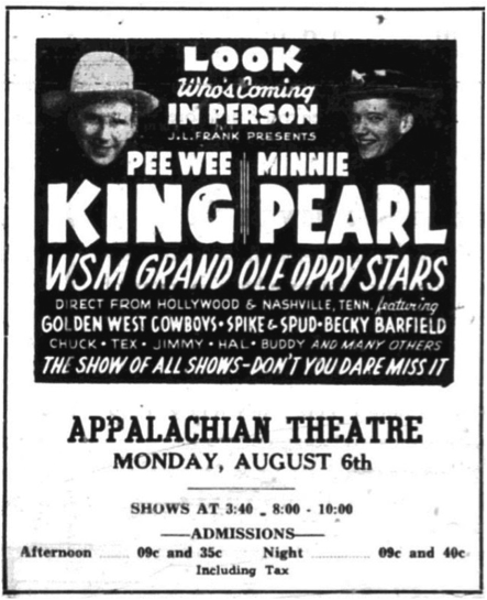 Advertisement from Watauga Democrat , August 2, 1945, page 7.