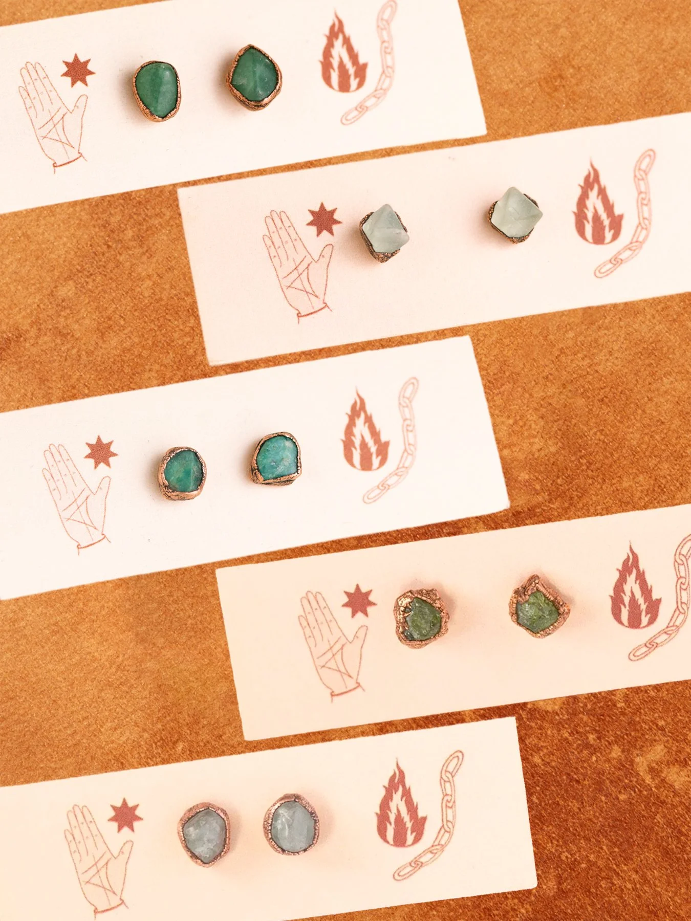 CRYSTAL STUDS ✸ AVENTURINE, FLUORITE, AMAZONITE, PERIDOT, PREHNITE