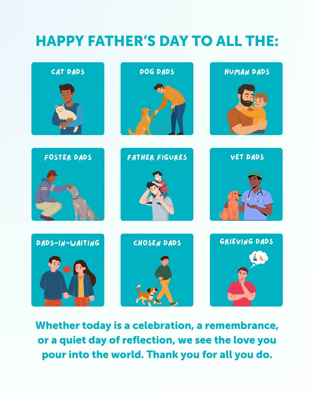 Happy Father&rsquo;s Day!

Today we want to give a special shoutout to all the foster dads, volunteer dads, and pet fathers who make our mission possible. You are a quiet strength behind our rescue work. From building safe spaces to providing the gen