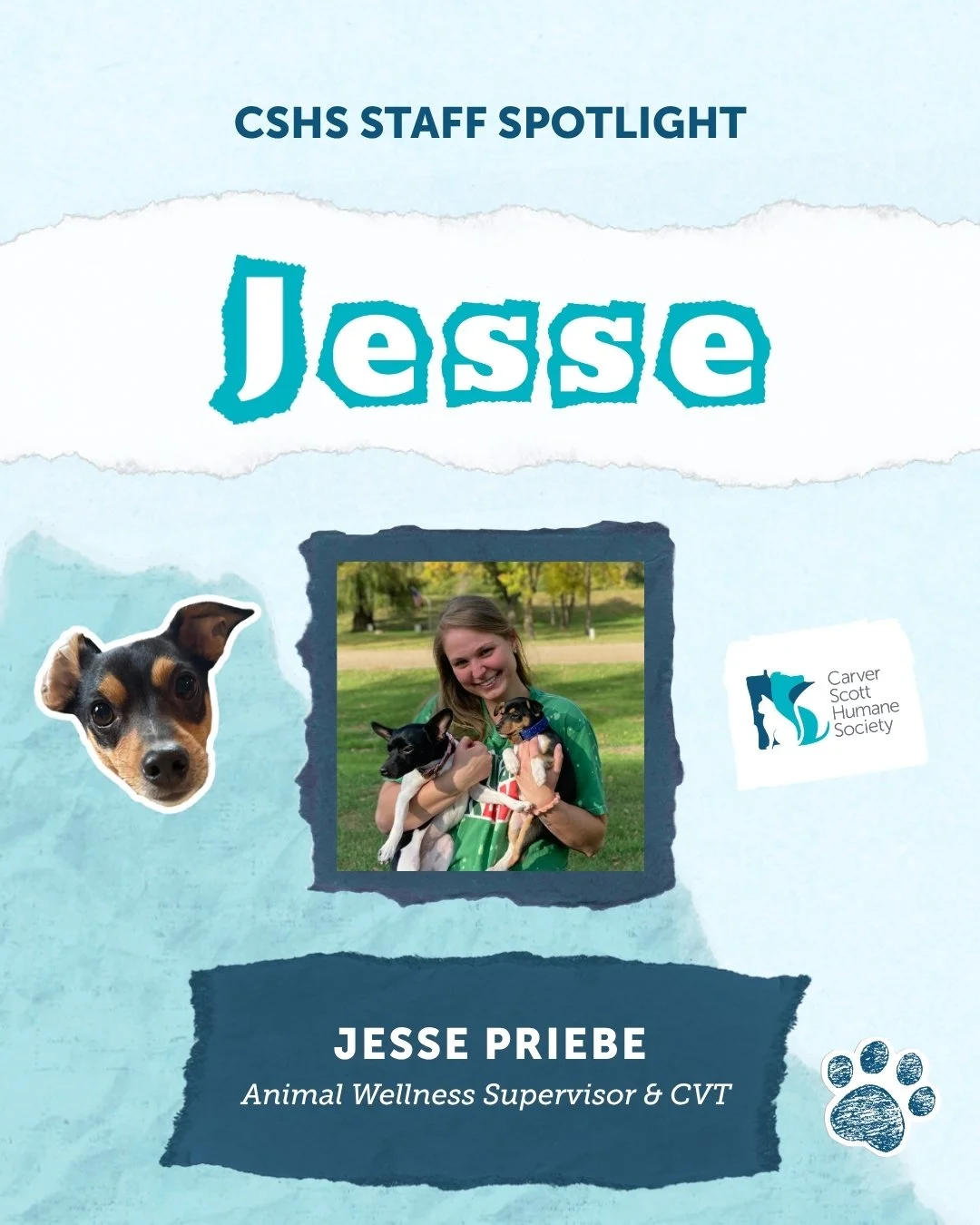 ✨ Staff Spotlight ✨

Behind every great rescue is a team of passionate people, and we are so lucky to have Jesse leading our animal wellness and medical care! 🐾

As a Certified Veterinary Technician, Jesse handles everything from managing incoming m