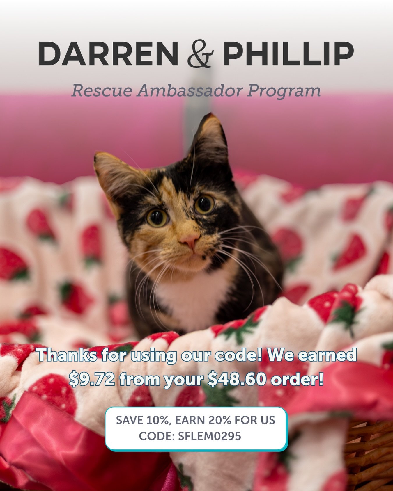 An easy way to support us while spoiling your furry friend! 🐾

Huge shoutout to our latest supporter who just saved 10% on their $48.60 order&mdash;which sent $9.72 directly to our rescue! We are beyond grateful for Darren &amp; Phillip&rsquo;s Resc