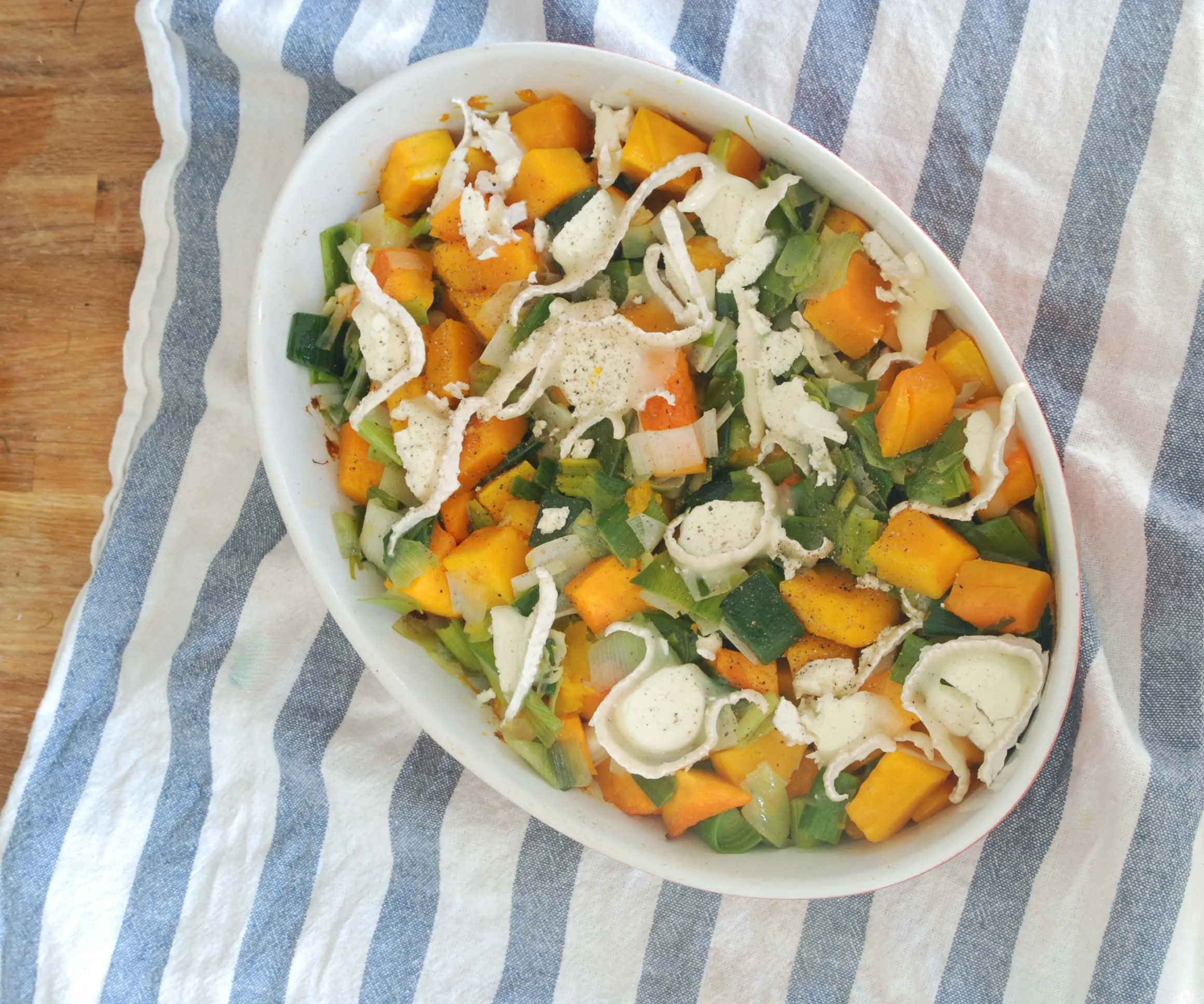 Butternut Squash and Leeks Baked with Goat's Cheese